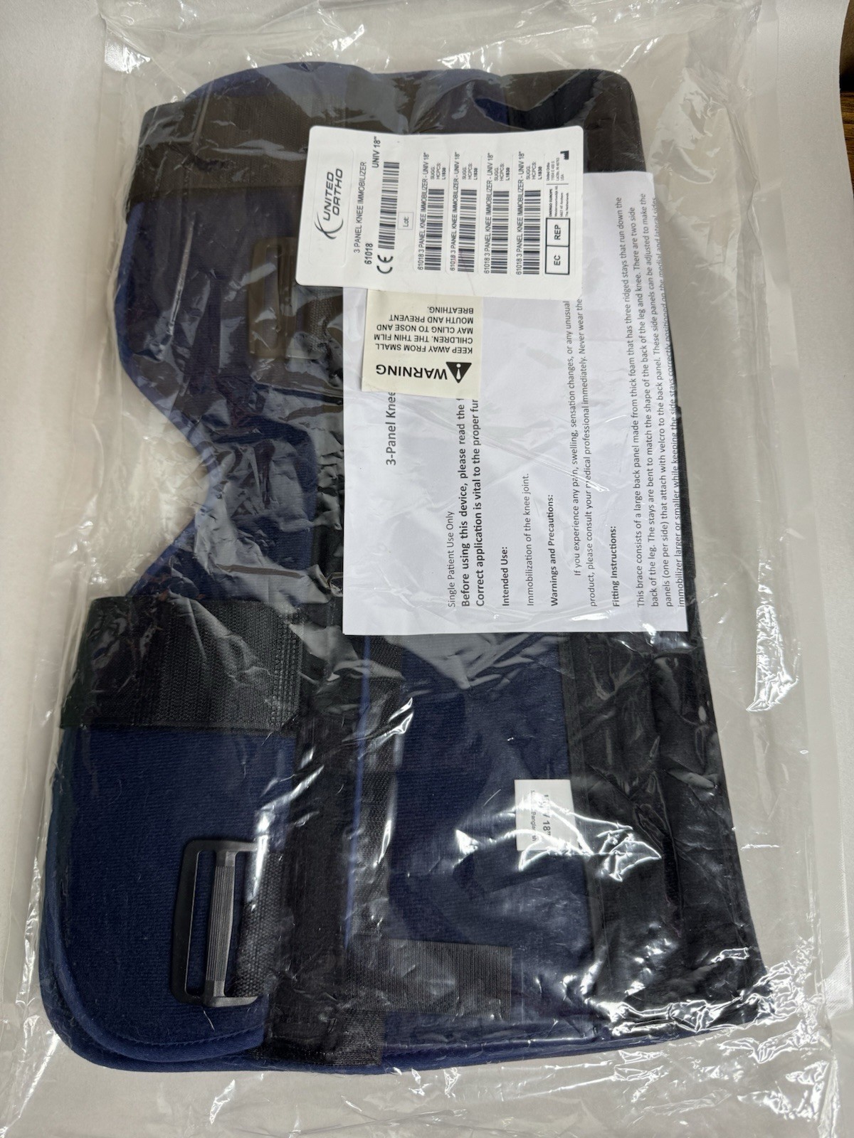 United Ortho 61018 3-Panel Knee Immobilizer UNIV 18″ Navy Blue NEW