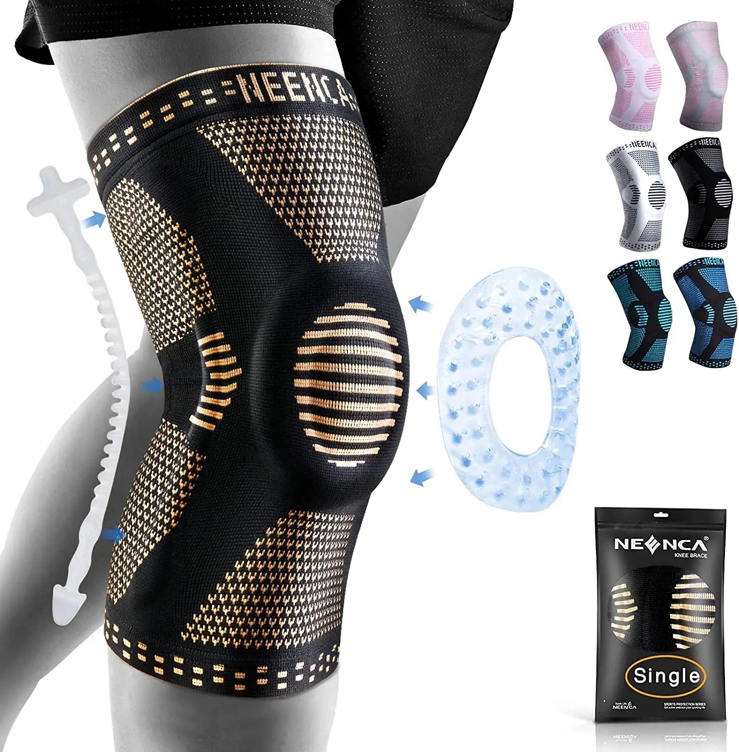 Knee Brace Compression Sleeve Support Joint Pain Arthritis Relief For Sport Gym✅