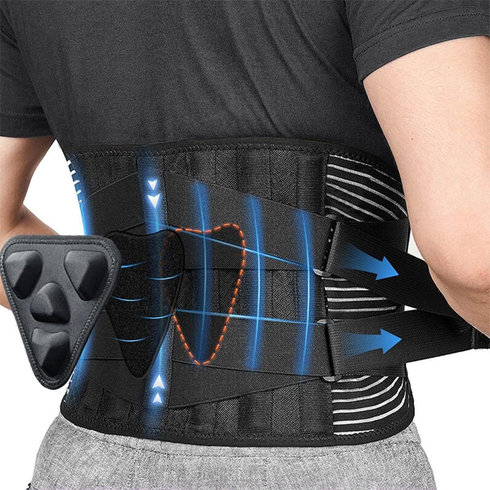 GQIRIL Work Back Brace for Men Women – Adjustable Lower X-Large, Black