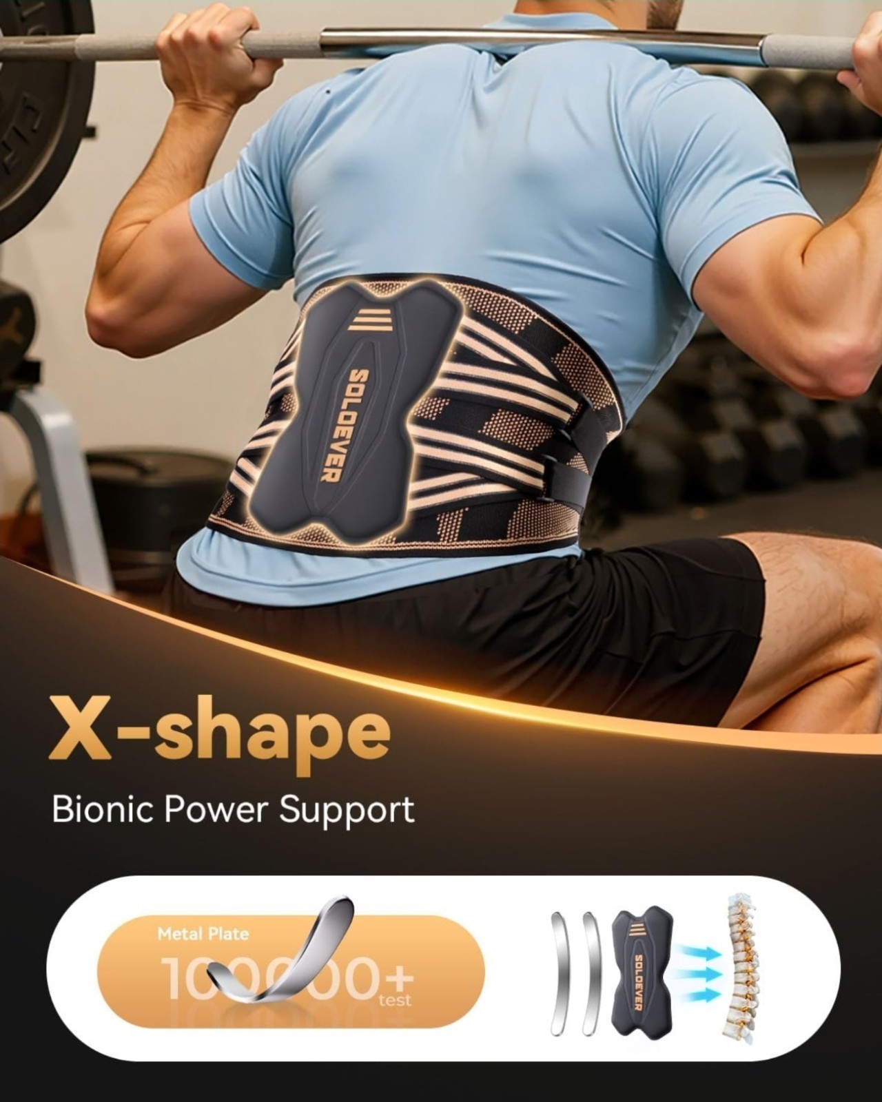 SOLOEVER XL Copper Back Brace for Lower Back Pain Breathable Lumbar Support