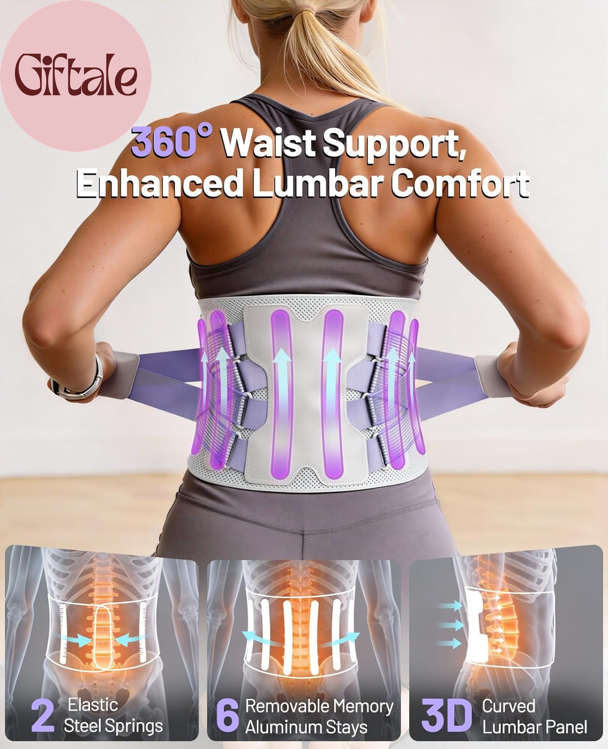 Back Brace for Women, Support Brace for Lower Back Pain Relief, Adjustable Lumba