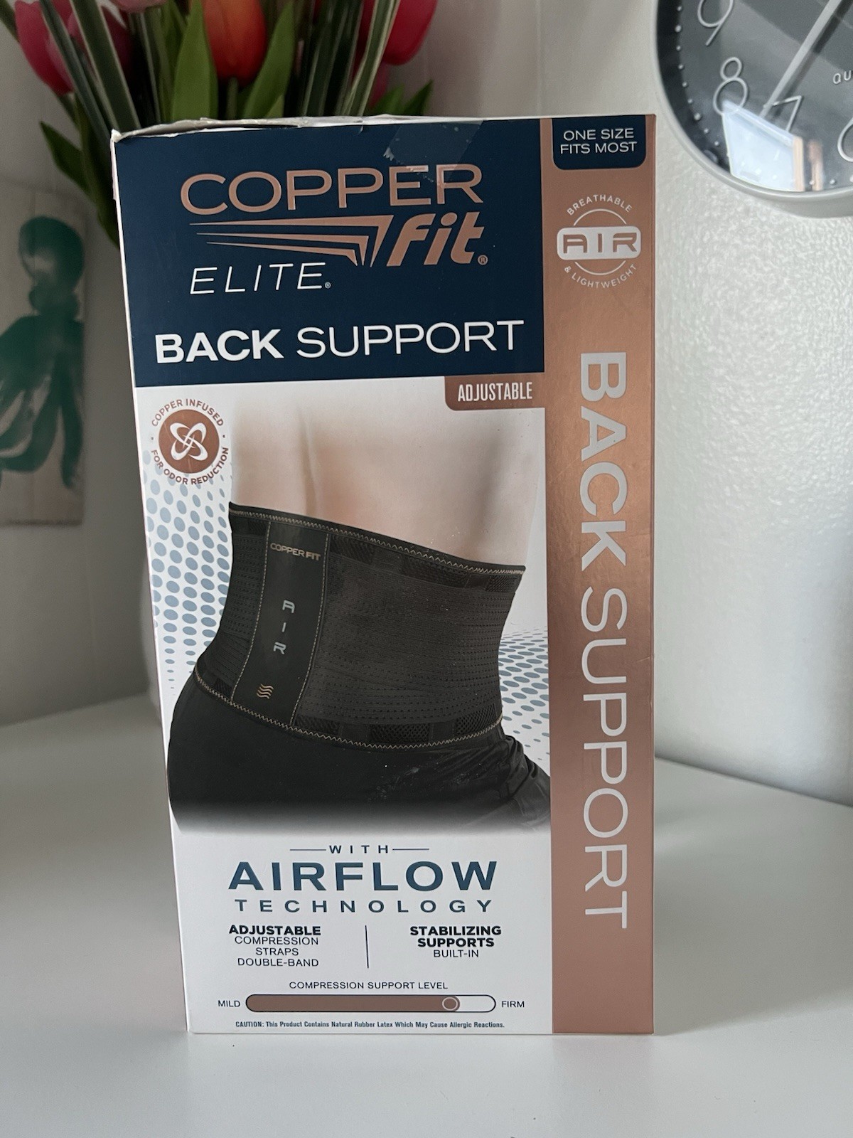 Elite Copper Fit Air Back Support Brace with Adjustable Airflow Open Box