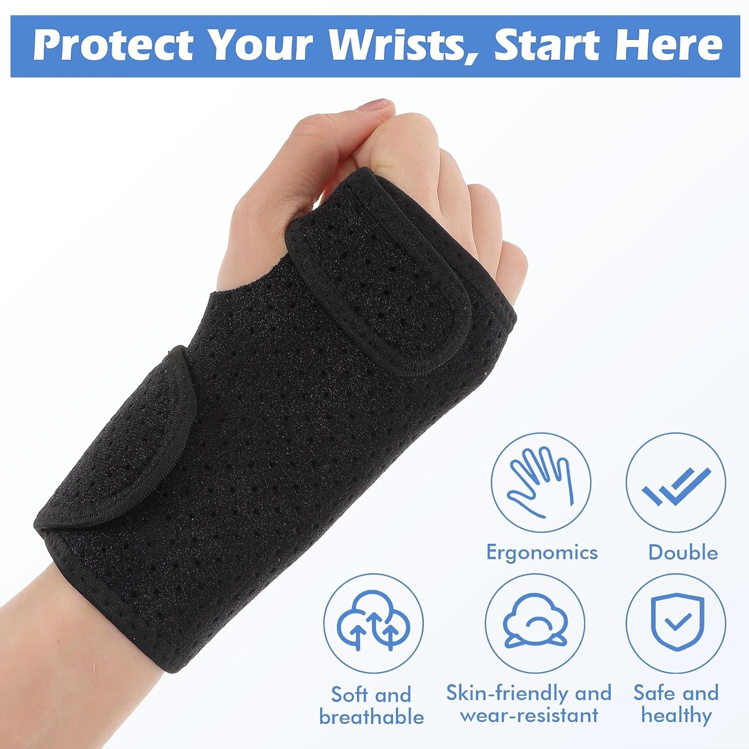 2Pcs Wrist Brace Carpal Tunnel Wrist Splint Night Support Women Men Pain Relief