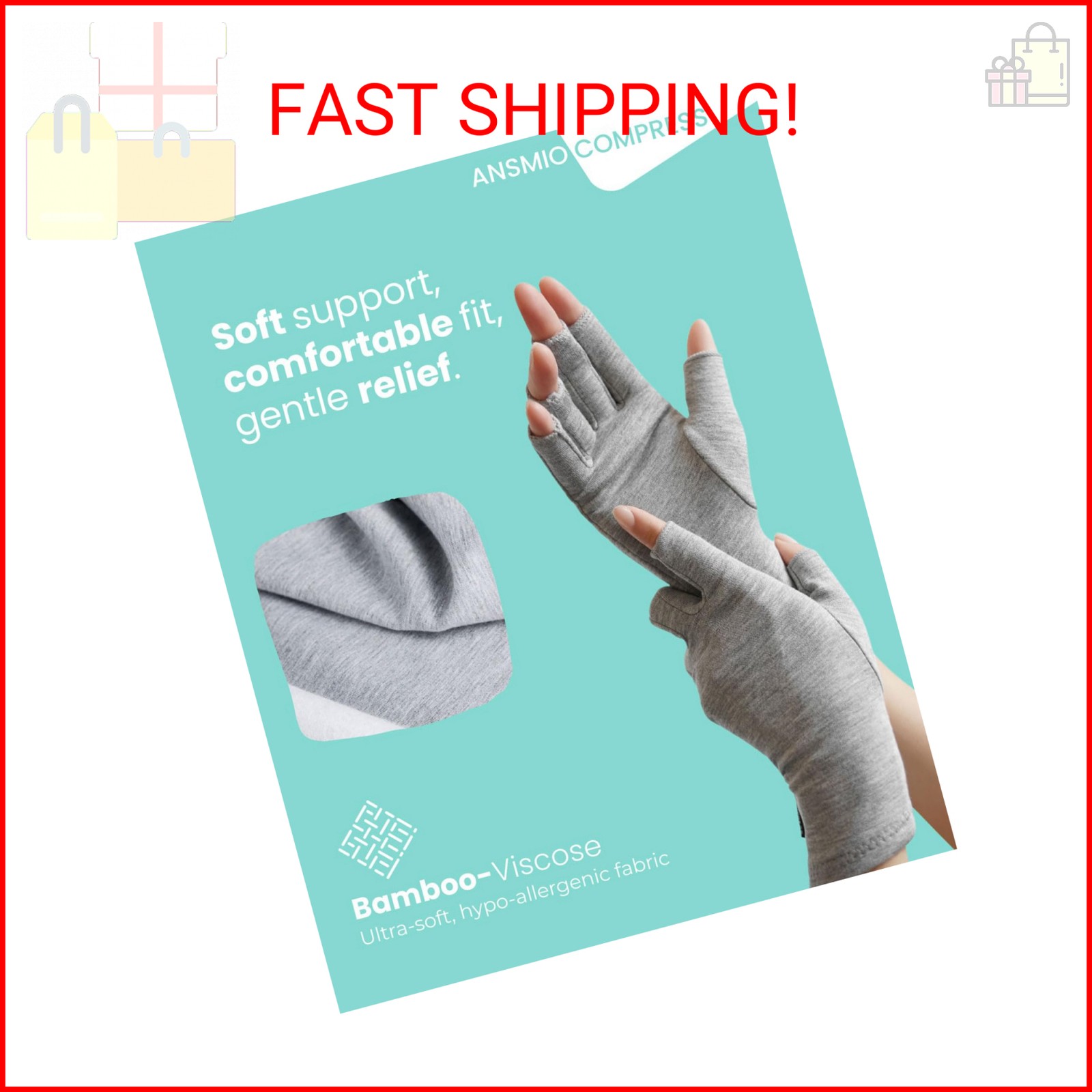 ANSMIO Rayon Derived from Bamboo Compression Gloves – Fingerless Arthritis & Car