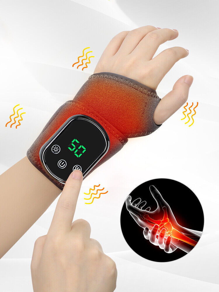 Electric Heated Wrist Massage Hand Joint Vibration Pain Relief Health Care Brace