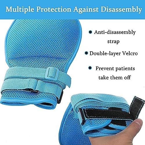 Dementia Restraint Gloves 2 Pack Safety Mitts For Elderly Unconscious ICU