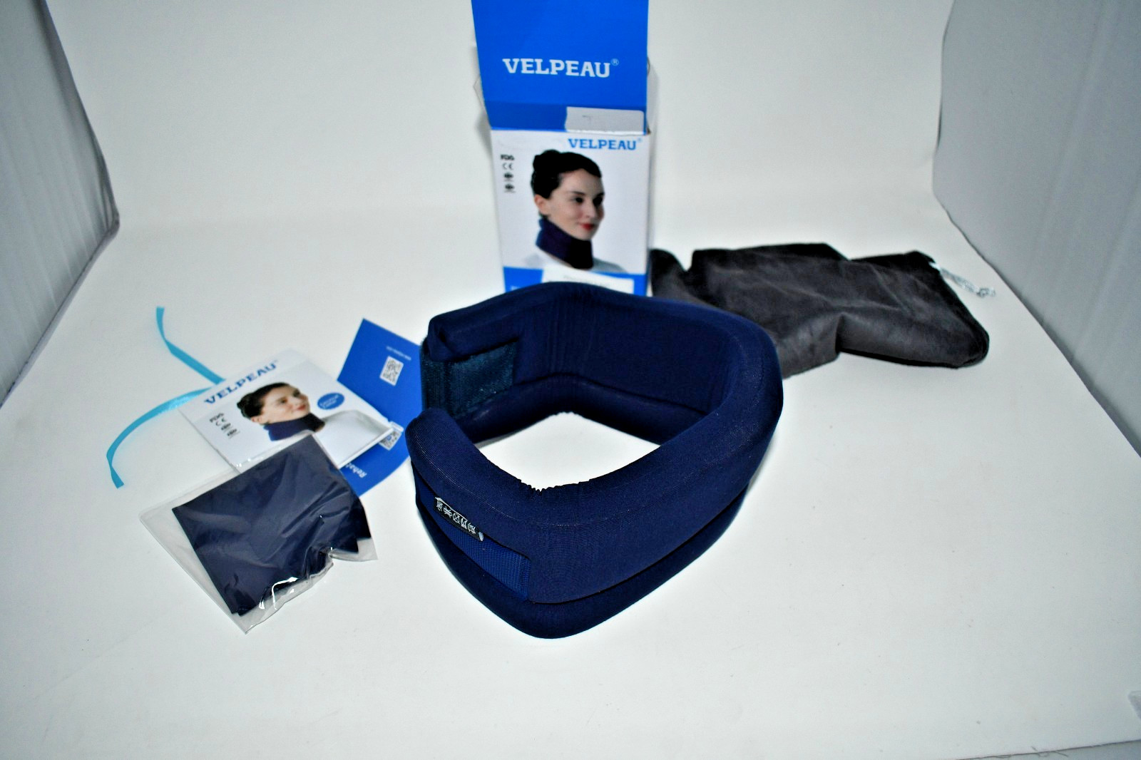 VELPEAU Soft Cervical Neck Brace Support Collar, Medium, Blue, Comfort Version,