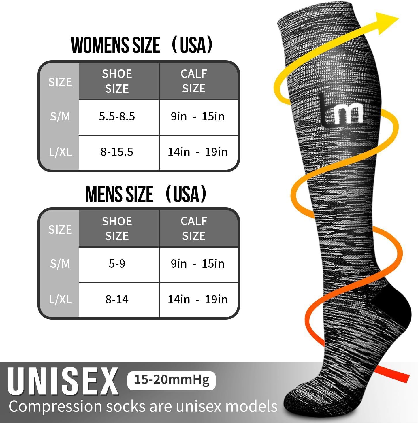 Copper Compression Socks Large X Large 6 Pack Enhanced Circulation Support