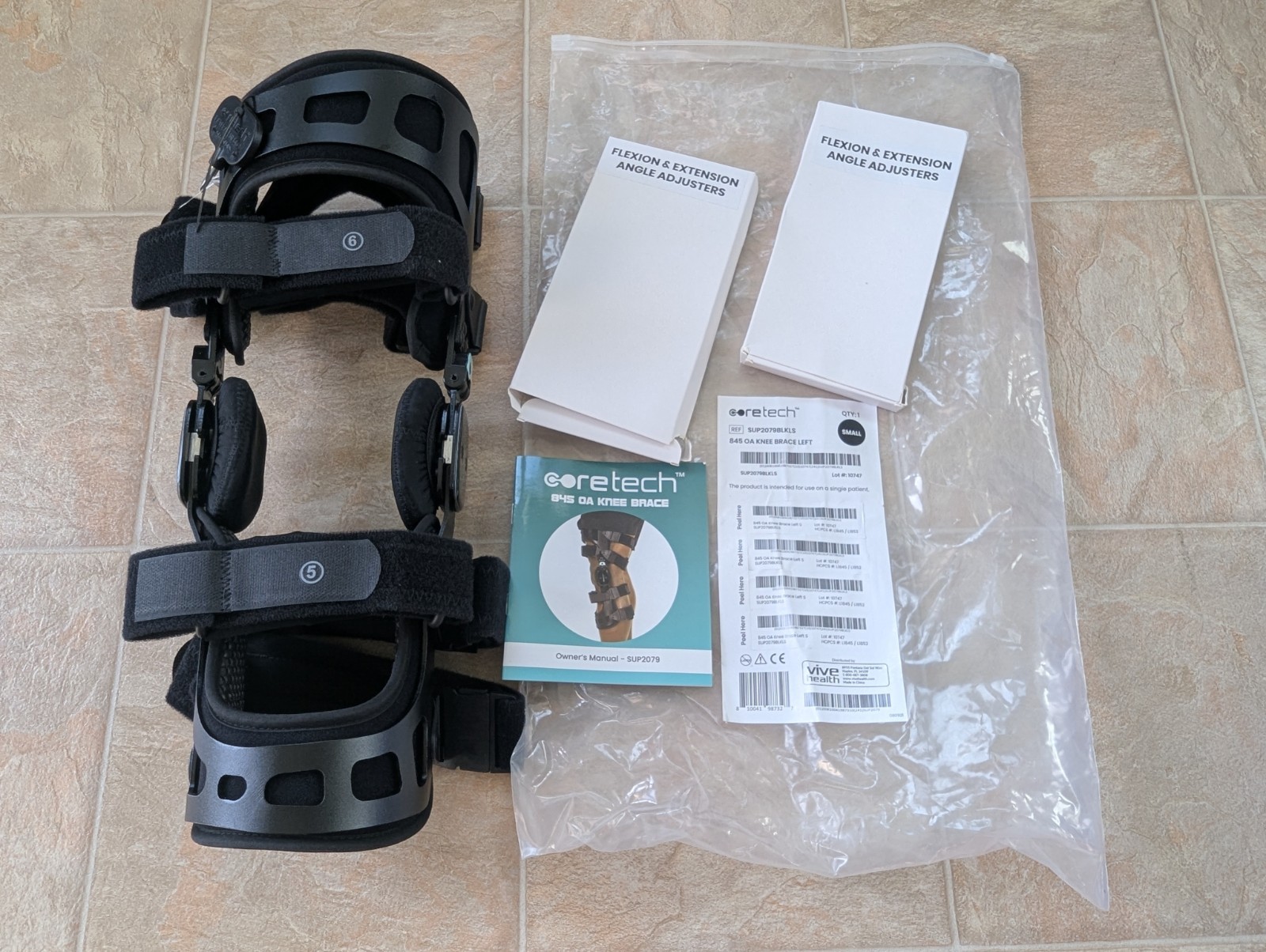 New Coretech LEFT Knee Brace 845 OA Size Small (SUP2079BLKRS) HCPCS L1845 L1852