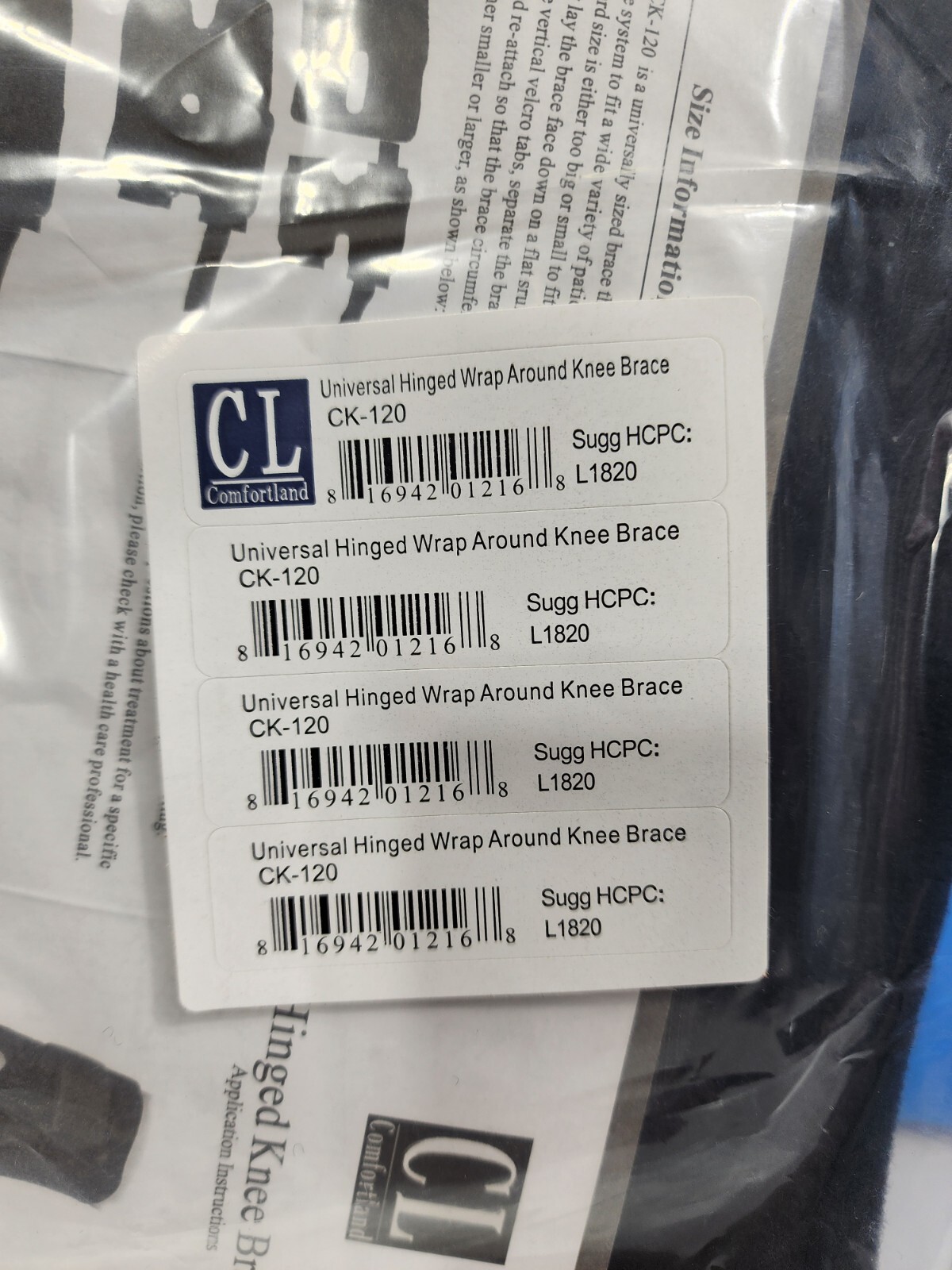 Comfortland Universal Hinged Wrap Around Knee Brace CK-120 L 1820