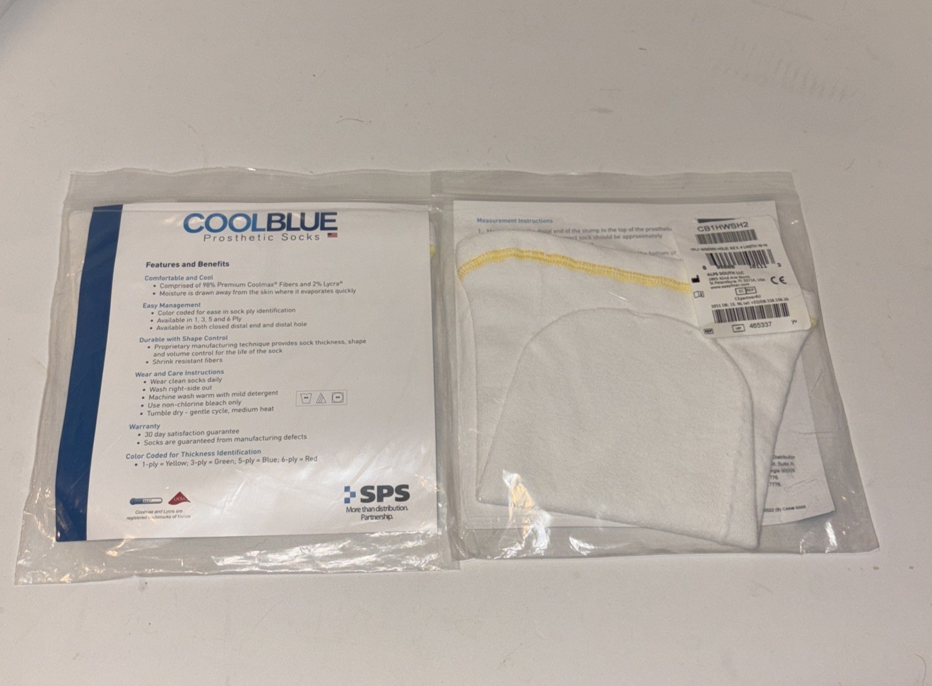 Lot Of 2 Prosthetic Sock Cool Blue 1 Ply CB1MDSH2 Size 2,3 length 10 – 14 New