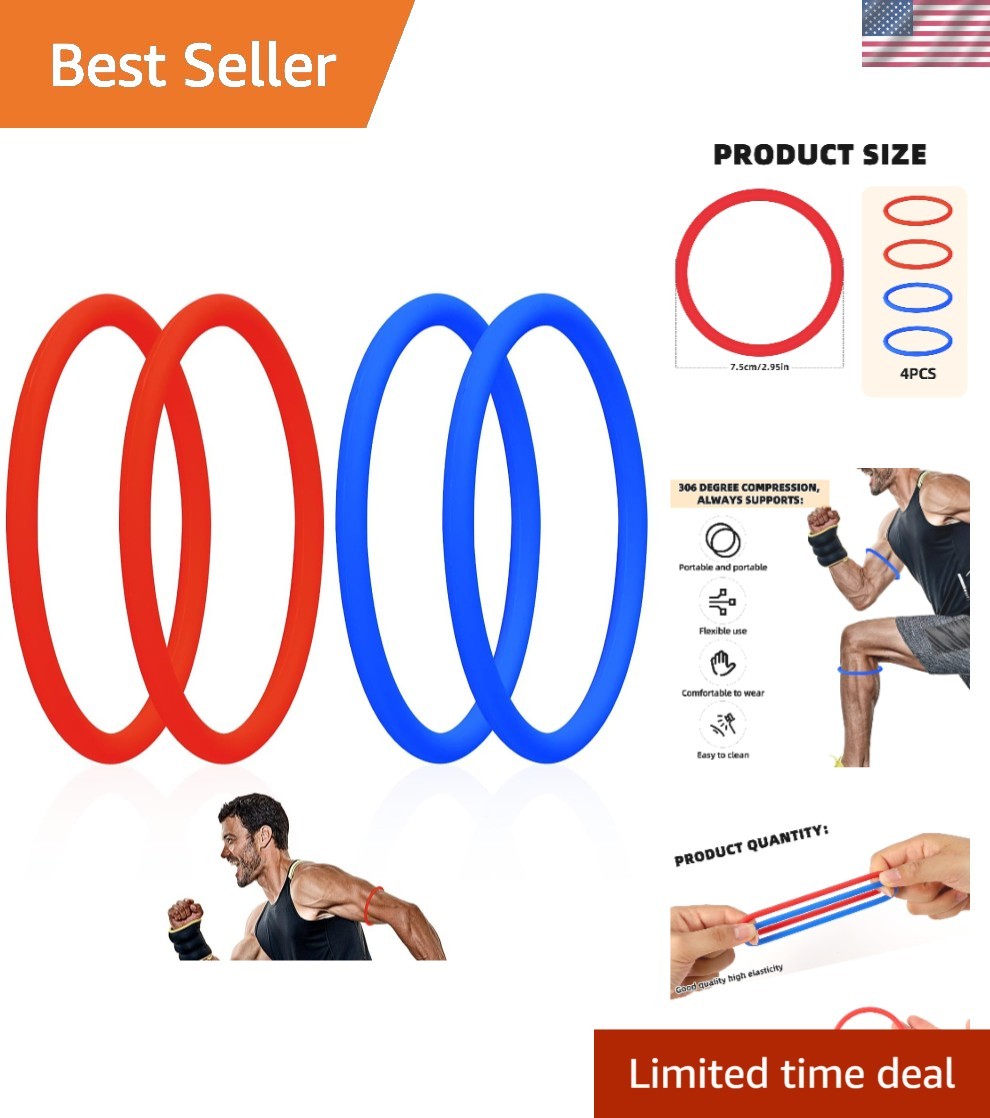 Ergonomic Patellar Tendon Brace – 4pcs Red+Blue Silicone for Active Lifestyles