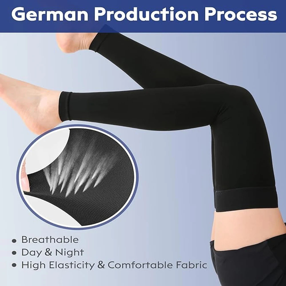 Thigh High Compression Stockings Footless Silicone Grip Top Firm Support