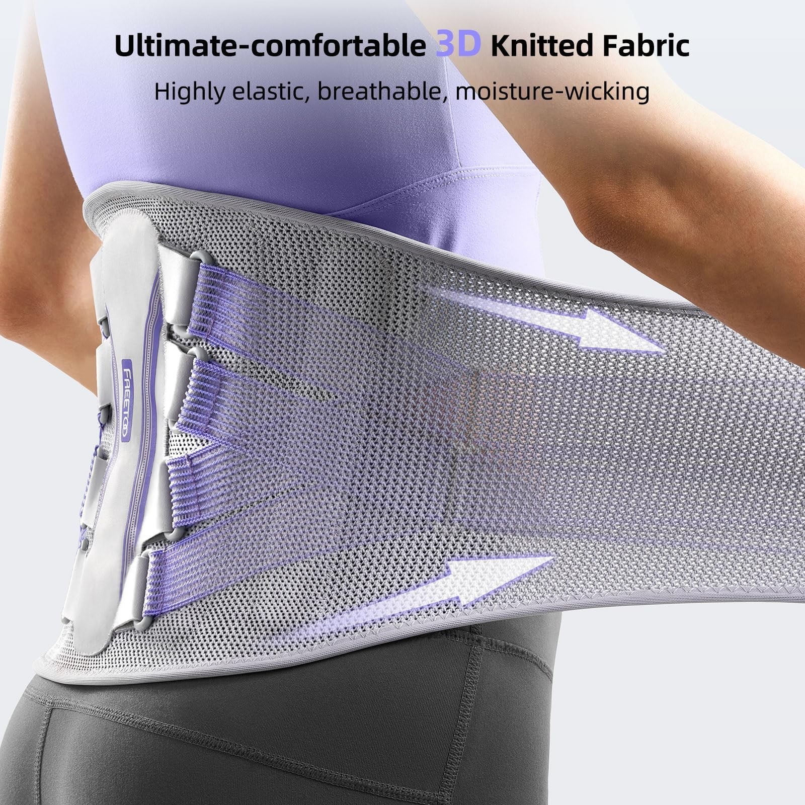 Lower Back Support Brace for Pain Relief, 3D Knitted Fabric, Lumbar Pad, Sciatic