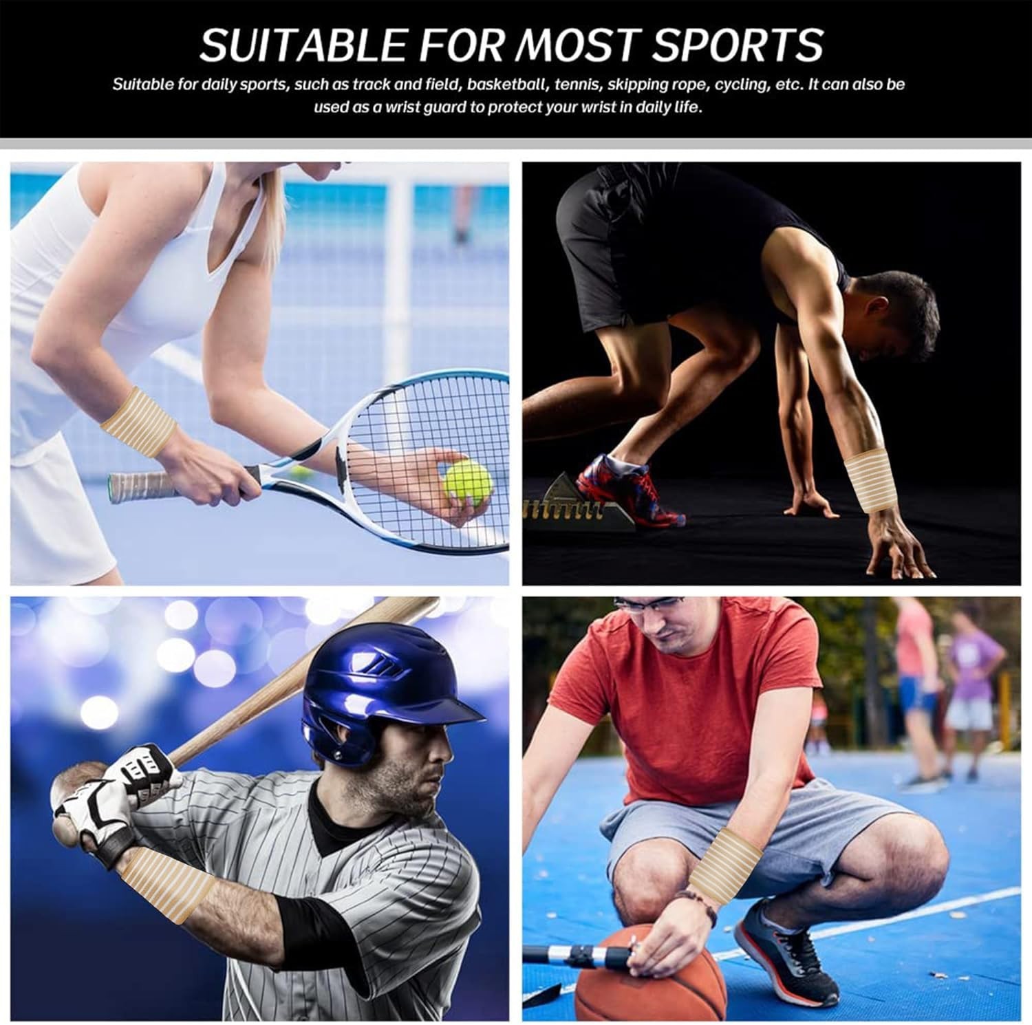 Breathable Wrist Wraps 2-Pair Set – Perfect for Tennis, Weightlifting & Fitness
