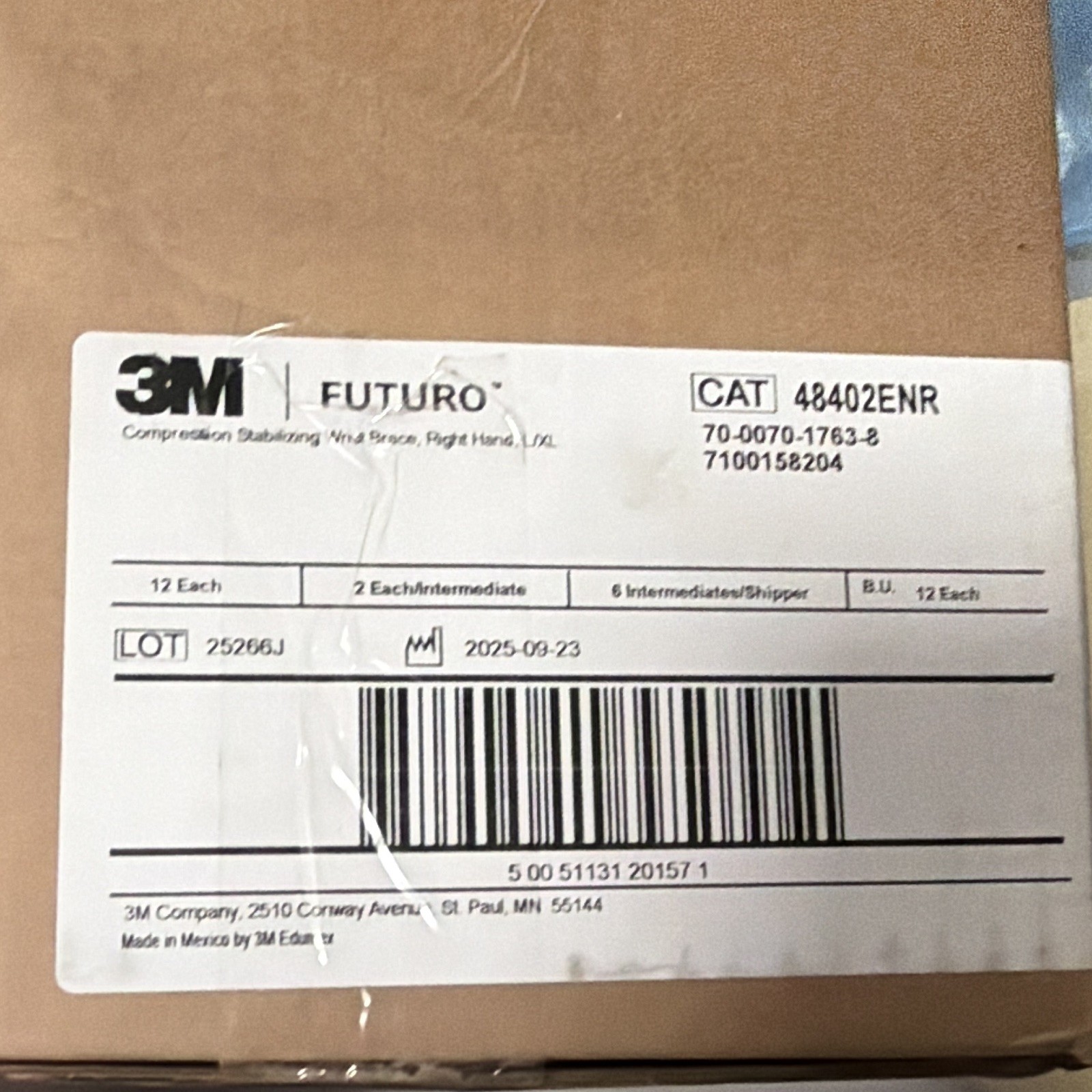 3M FUTURO Compression Stabilizing Wrist Brace Right Hand L/XL Black 48402ENR