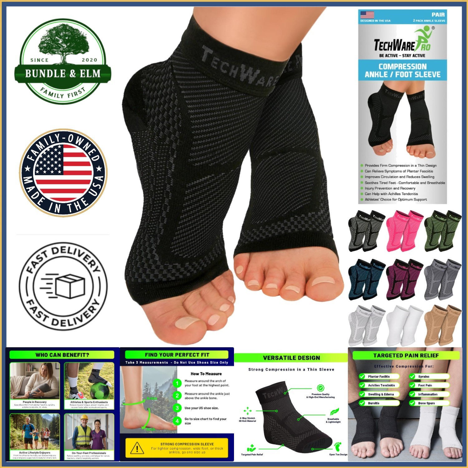 Ankle Brace Compression Sleeve for Plantar Fasciitis and Achilles Support