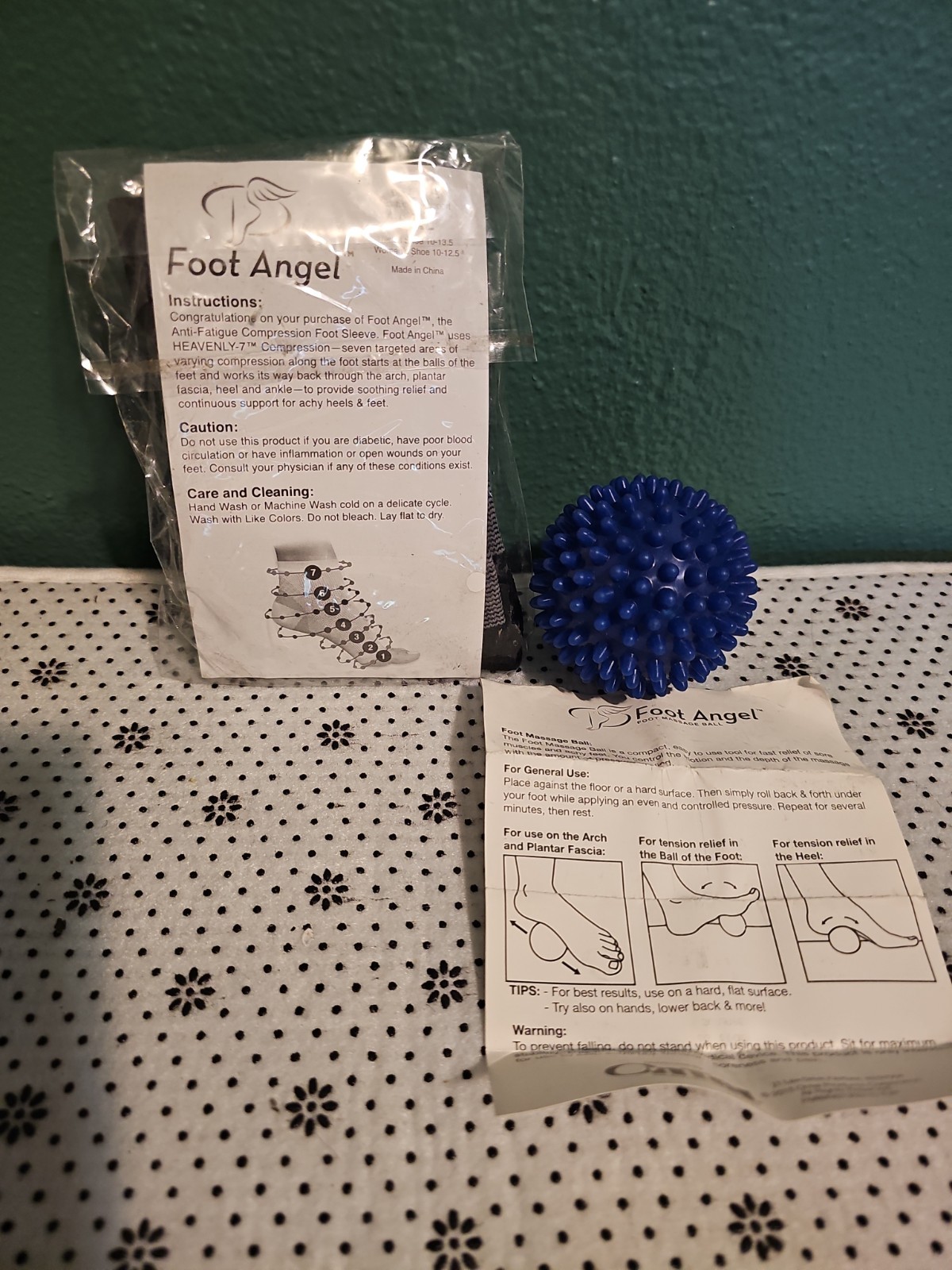 Foot Angel Anti-Fatigue Compression Foot Sleeve Size L/X L + FA Massage Ball