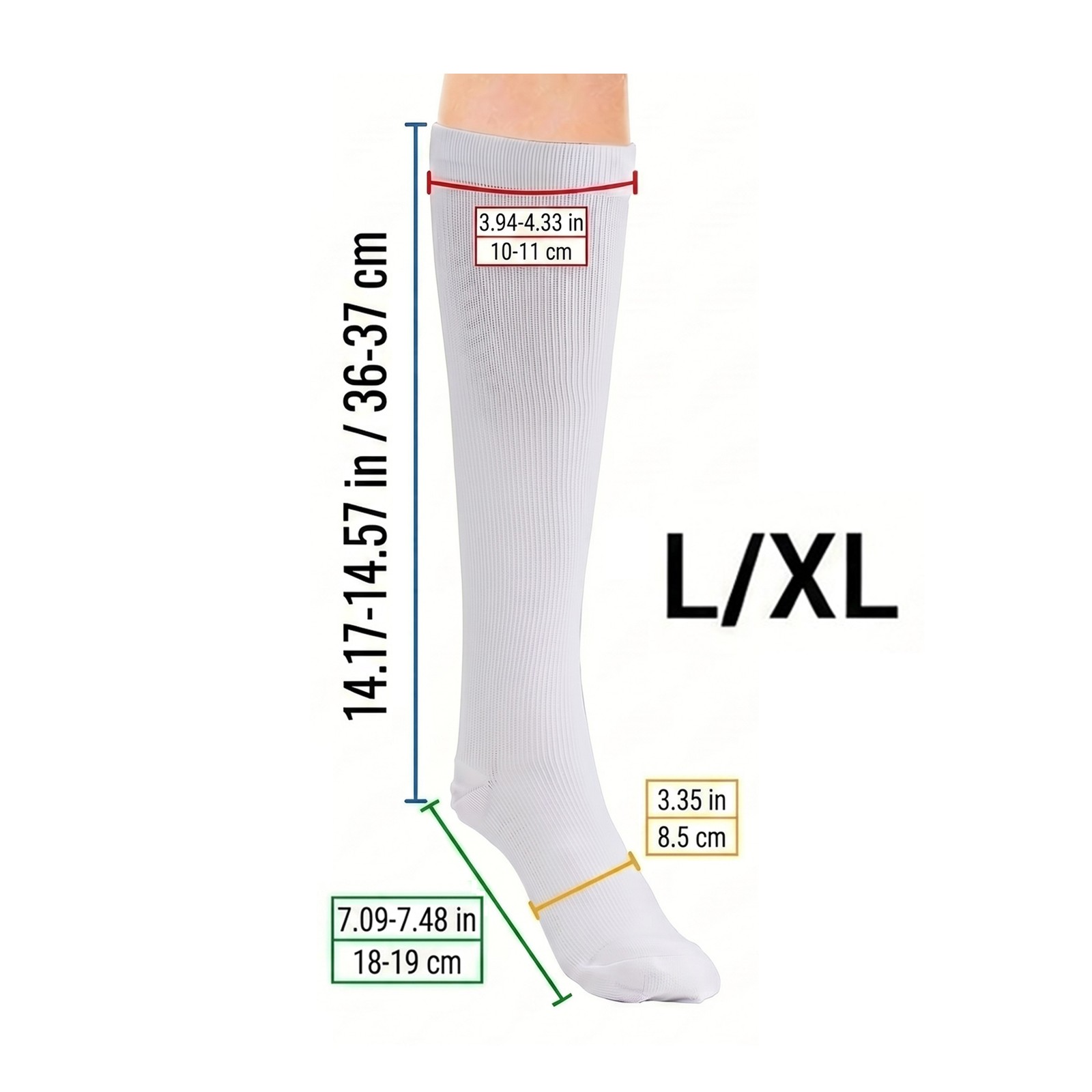 S-XXL White Knee High Compression Socks Women Men Stockings for Sports Recovery