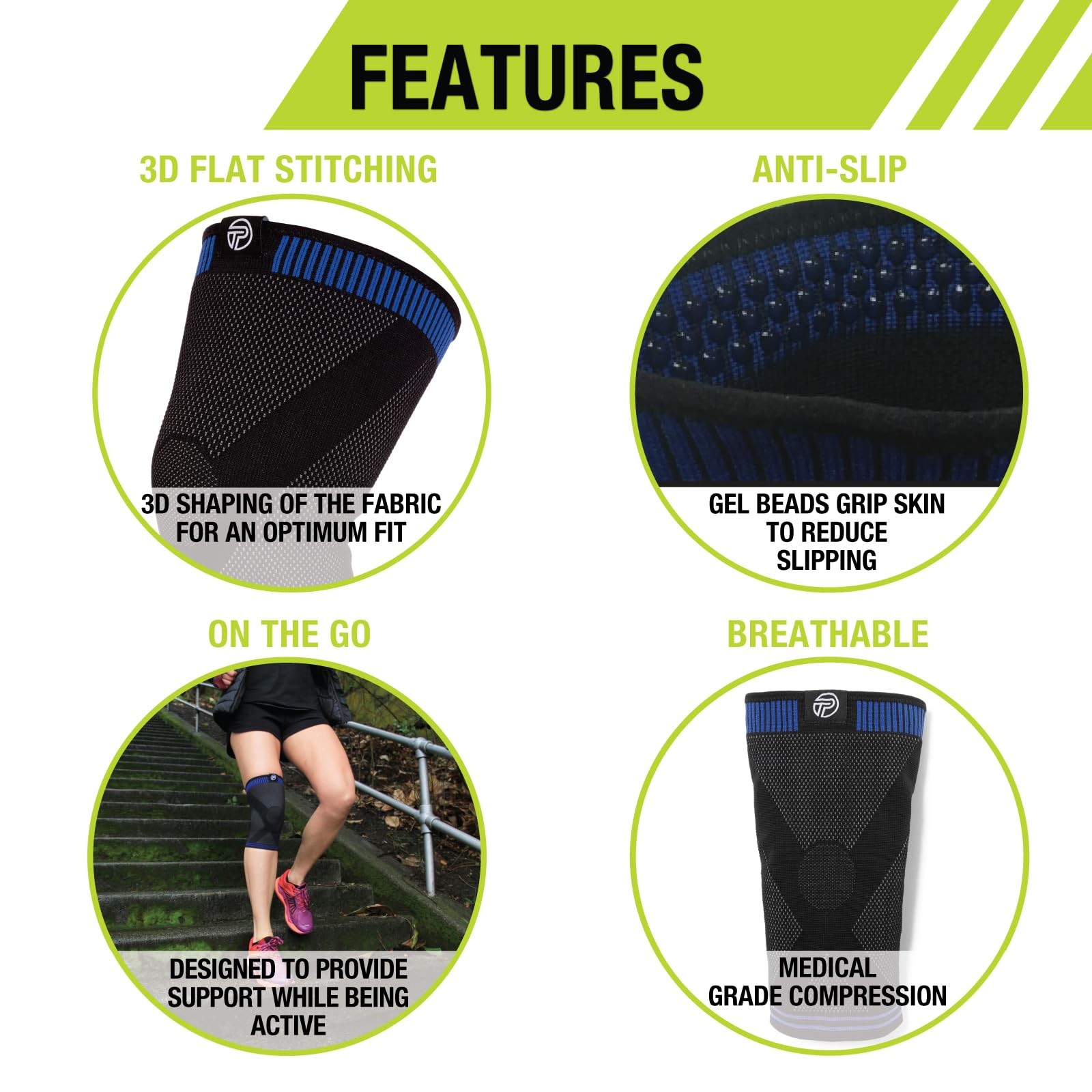 3D Flat Knee Support, Advanced Flat Knit Technology for Custom Fit, Breathabl…