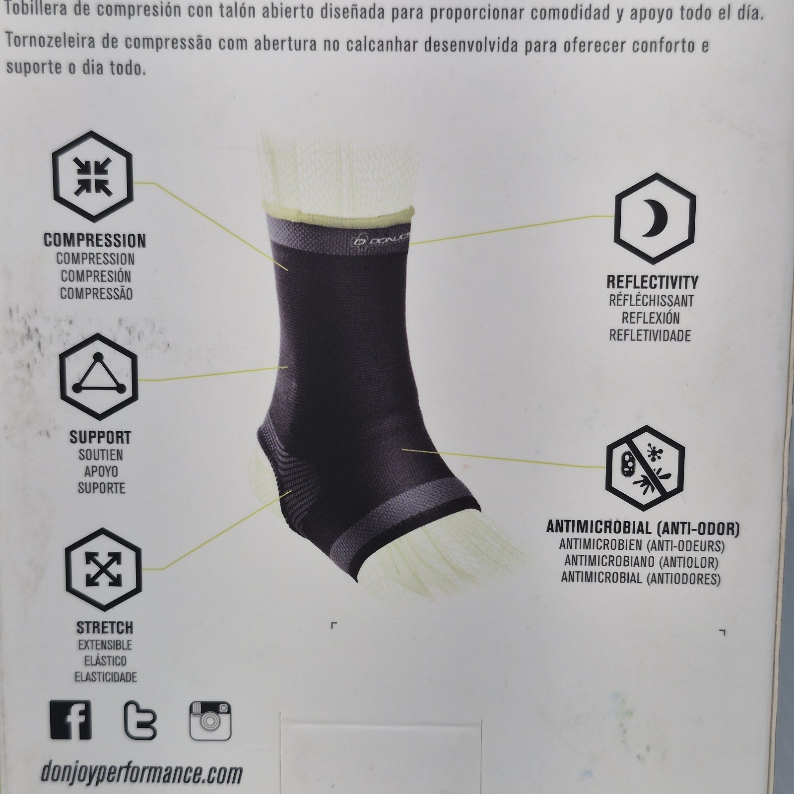 DonJoy Performance Ankle 4 Way Stretch Sleeve Stabilizer Size S New