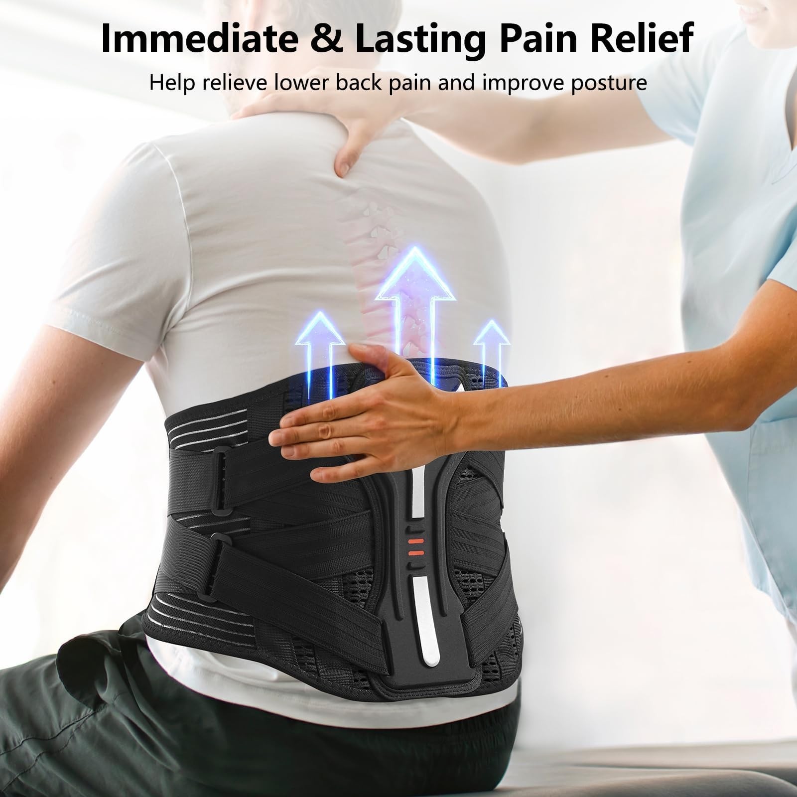 SueStar Back Brace for Lower Back Pain Relief with Y-Shaped Bionic Support Sy…