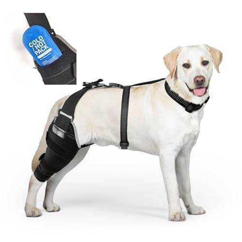 Adjustable Dog Knee Brace for Back Leg Support – Breathable ACL Wrap with Hot/Co