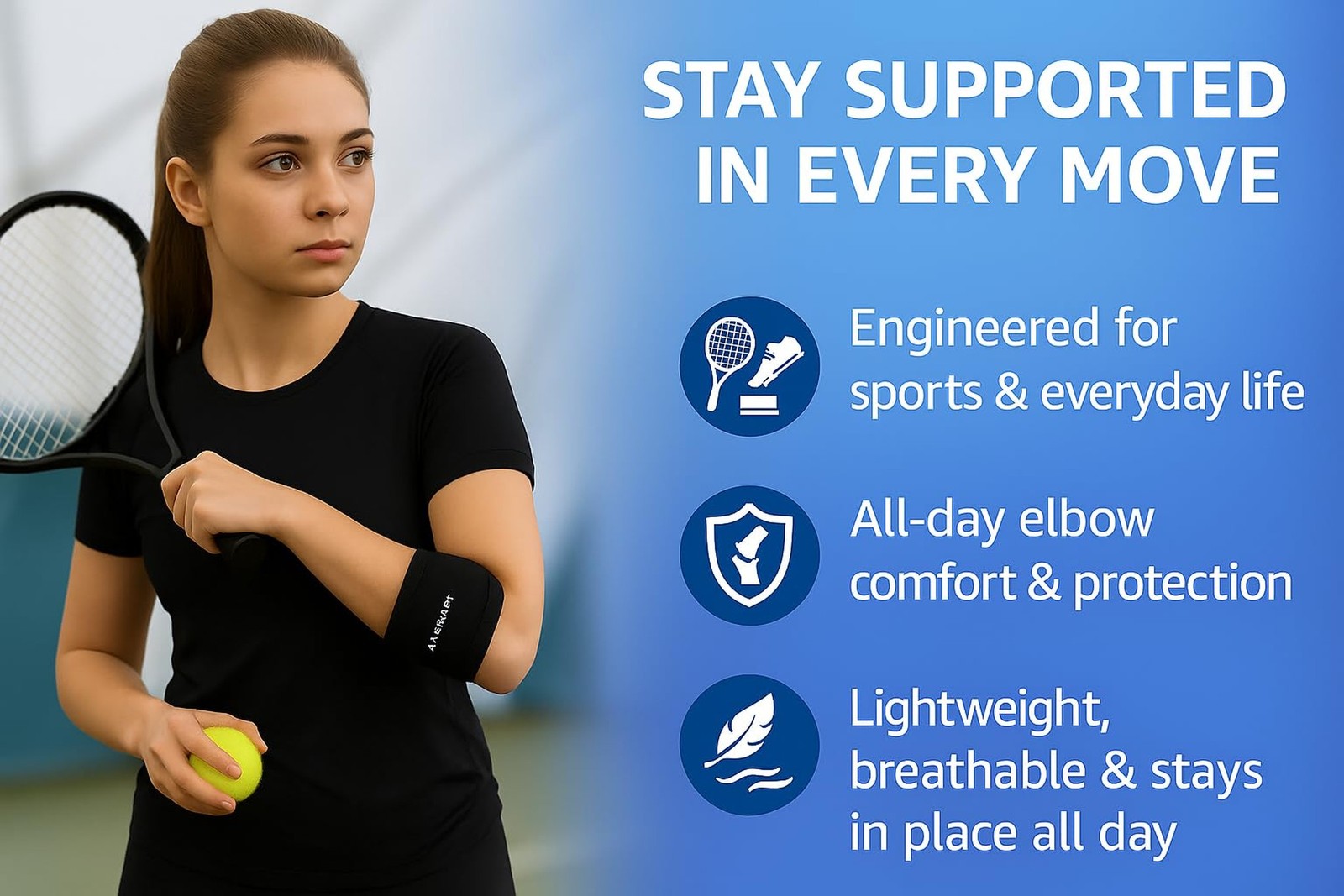 Tennis Elbow Brace for Men & Women – Elbow Support Strap for Tendonitis, G