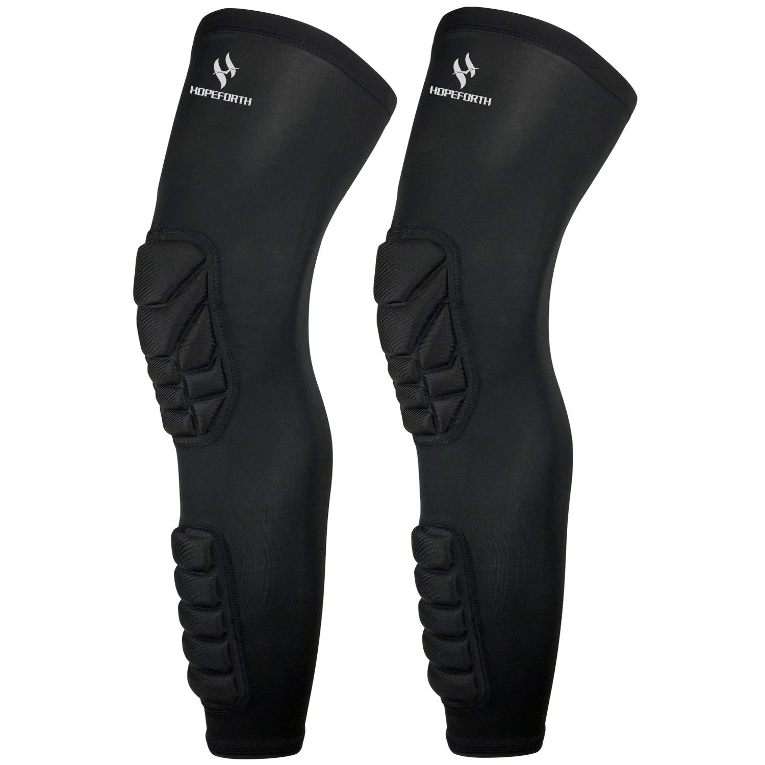 Compression Leg Sleeves for Knee & Calf Support – Padded Shin Protection (2 Pack