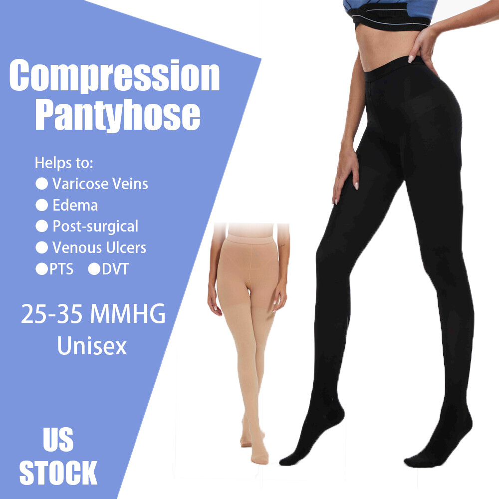 Compression Pantyhose 25-35 mmhg Supports Men & Womens Opaque Hosiery Stockings
