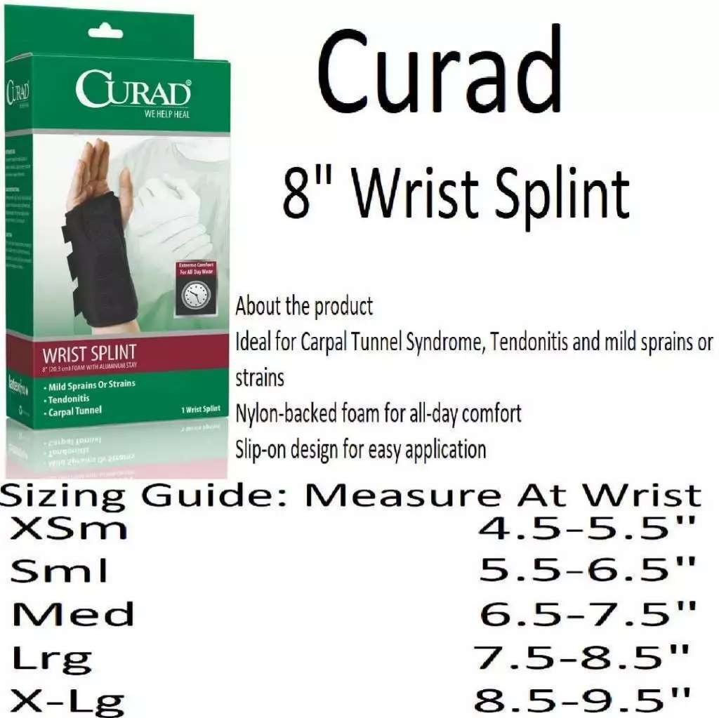 Curad Wrist Splint, Right Hand X-Large 8″ Foam w/Aluminum Stay