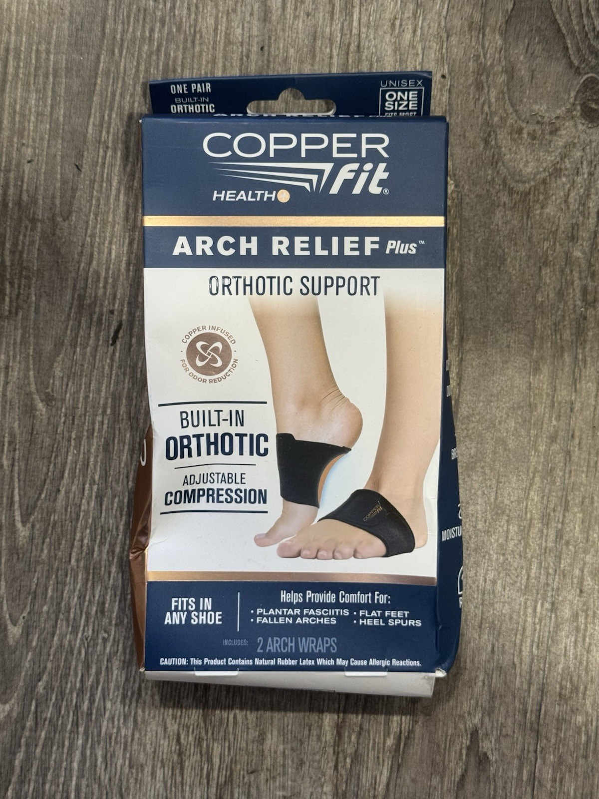Copper Fit Health Unisex Arch Relief Plus with Built-In Orthotic Support – Black