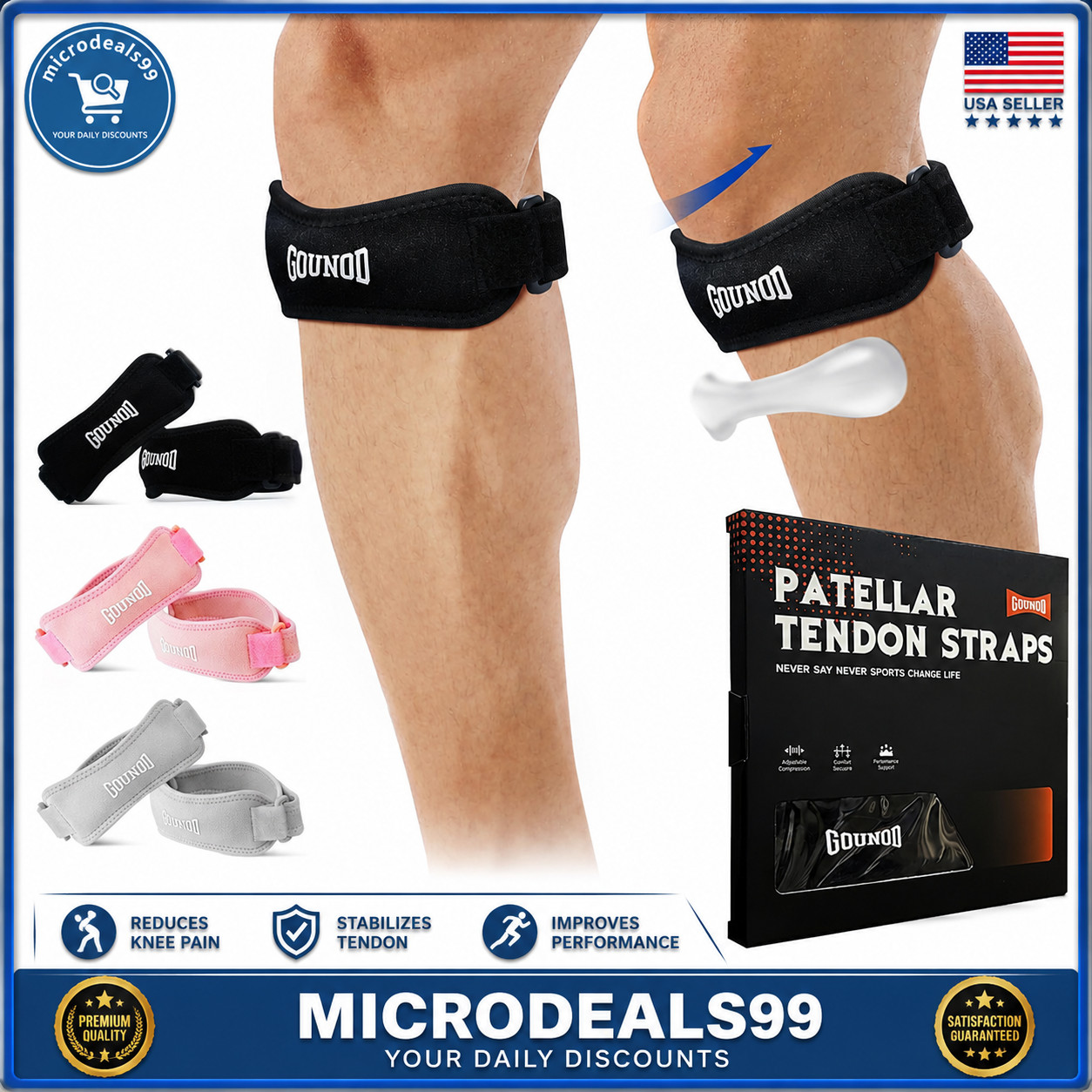GOUNOD Patellar Tendon Support Strap 2 Pack,Knee Strap for Knee Pain Relief,P…