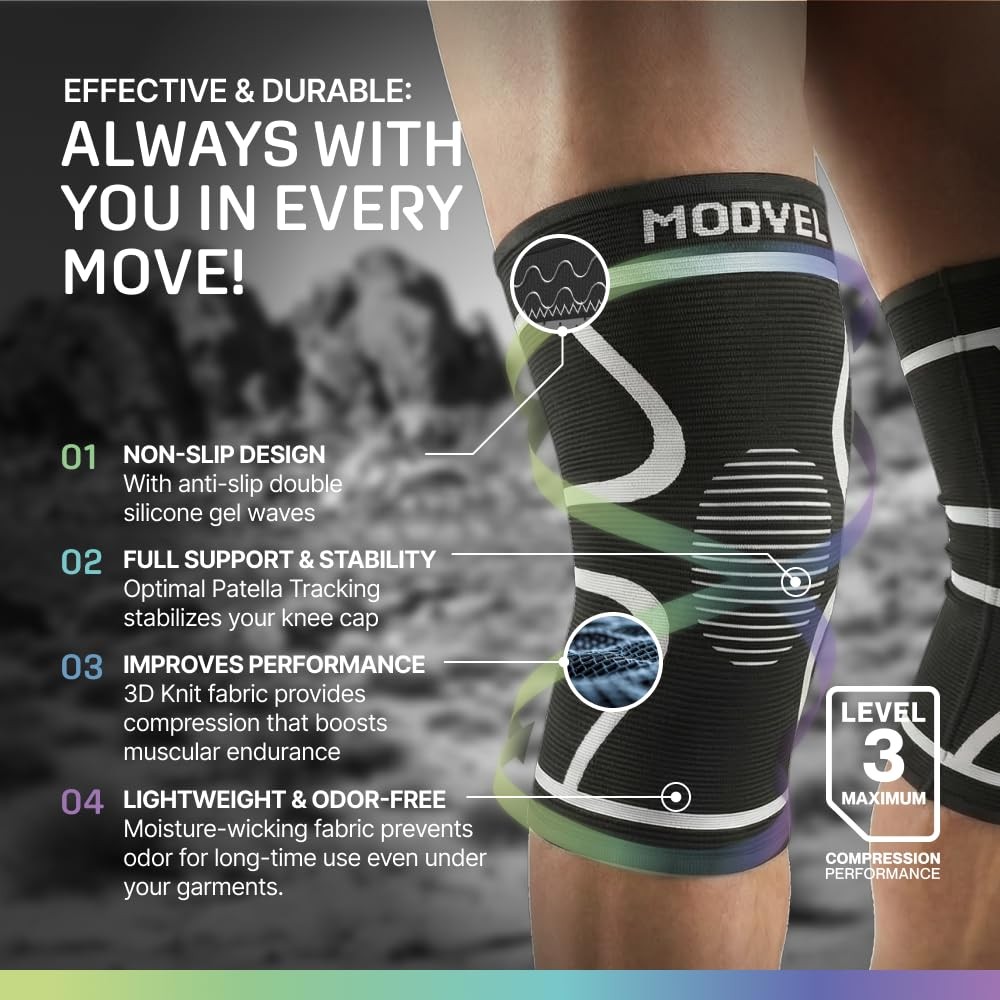 Modvel Knee Brace Black/White Large Set A 2 Pack