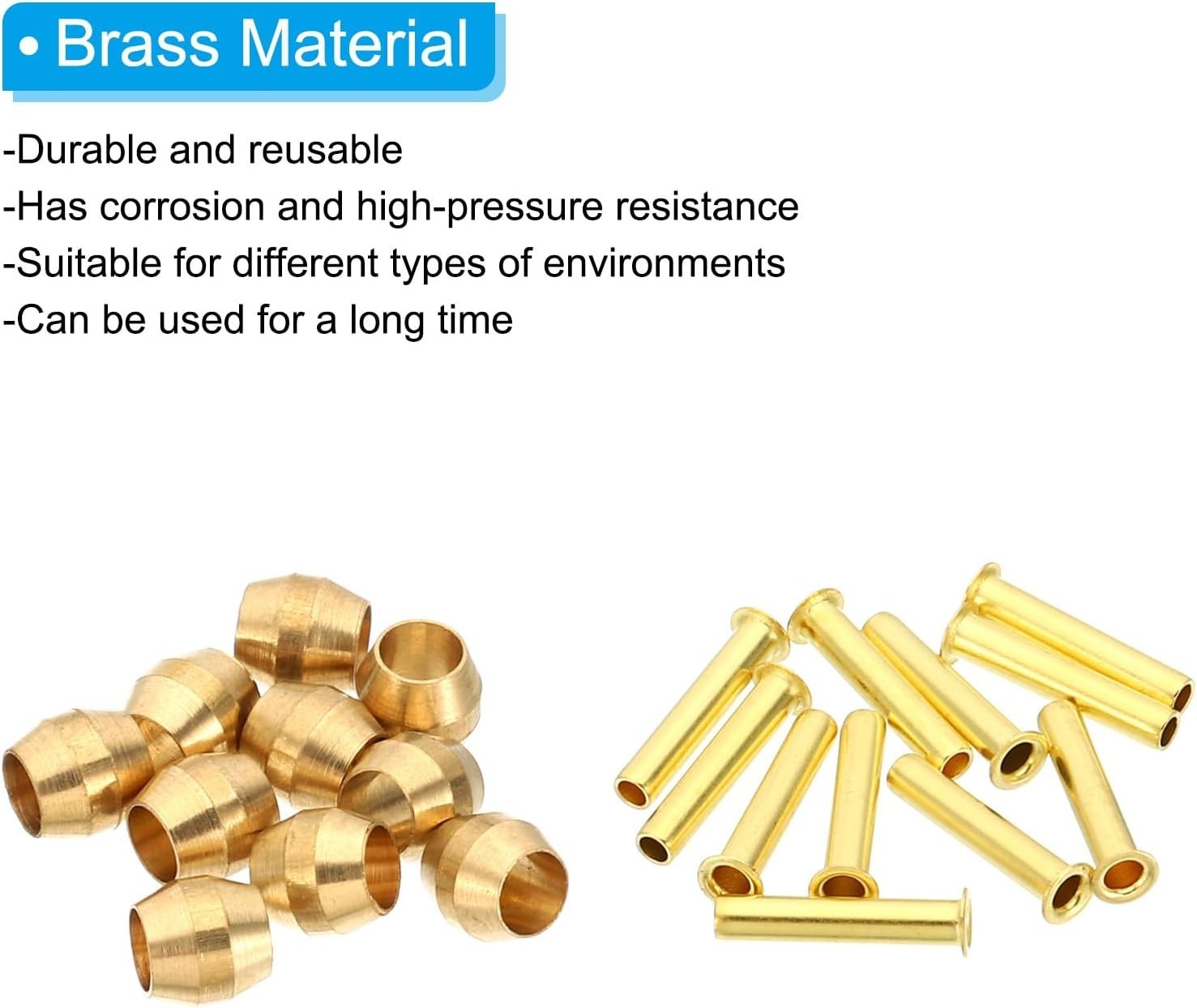 20-Piece Brass Ferrule Set for 1/8 Inch OD Hose Tube – High-Pressure Resistance