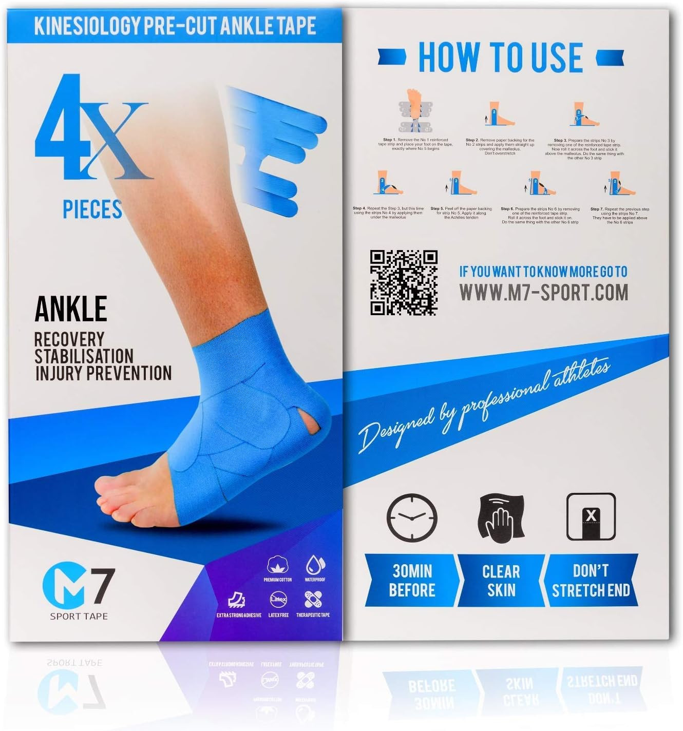 M7 Sport Kinesiology Tape for Ankle Sprain and Stability, Kt Tape for Ankle, Pai