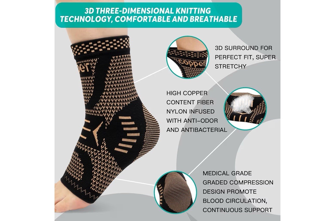 INDEEMAX Ankle Sprained Anklet Compression Sleeve Copper Infused Support