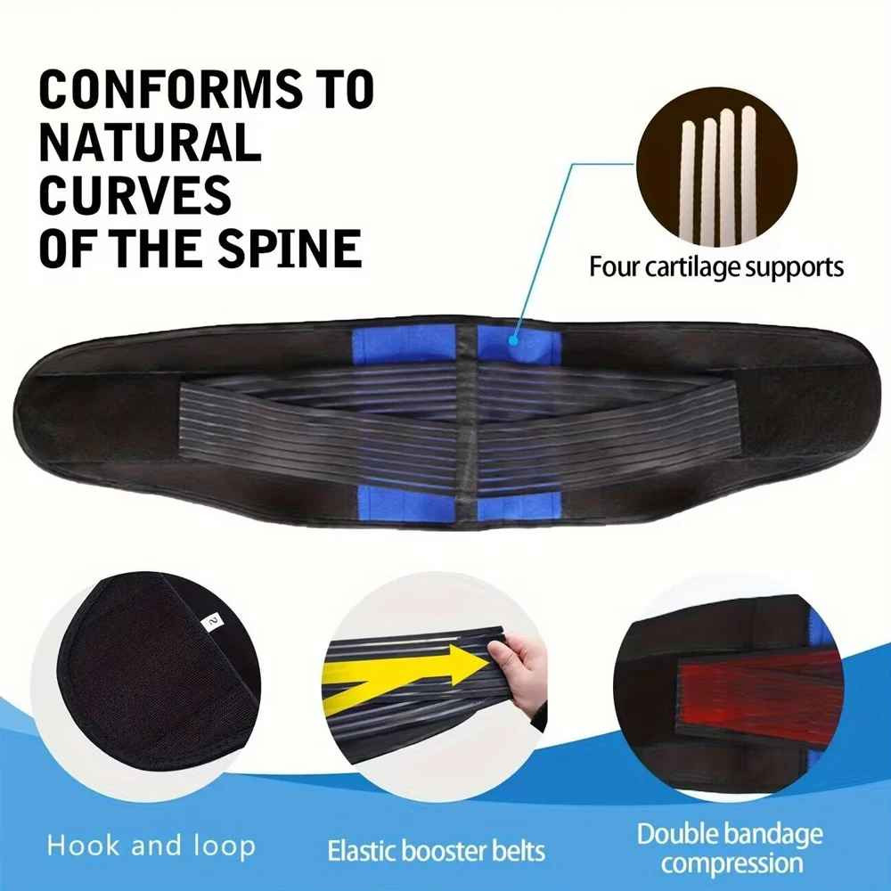 Double Pull Lumbar Back Support Brace Belt Waist Pain Relief S-XXL BOTQTOW