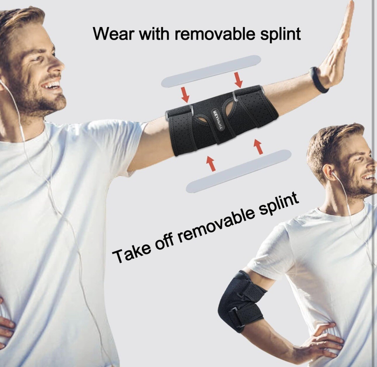 Reamphy Elbow Brace,Comfortable Night Elbow Sleep Support,Elbow Splint, Adjus…