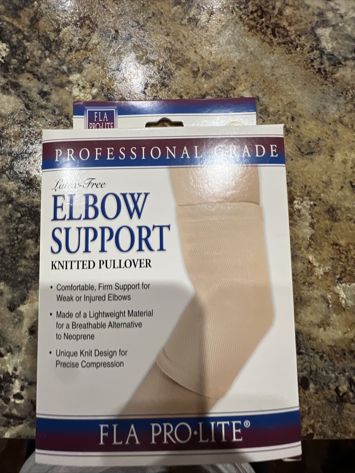 New FLA Knitted Pullover Elbow Support Latex Free ProfessionalGrade. Small Beige