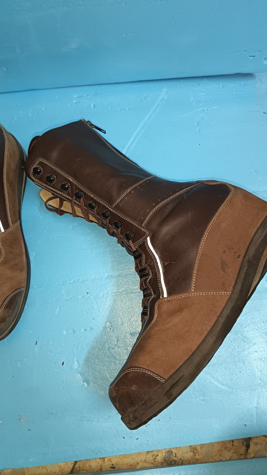 Herzer German Custom Medical Boot Brown Leather Rear Zipper Amputee Support R