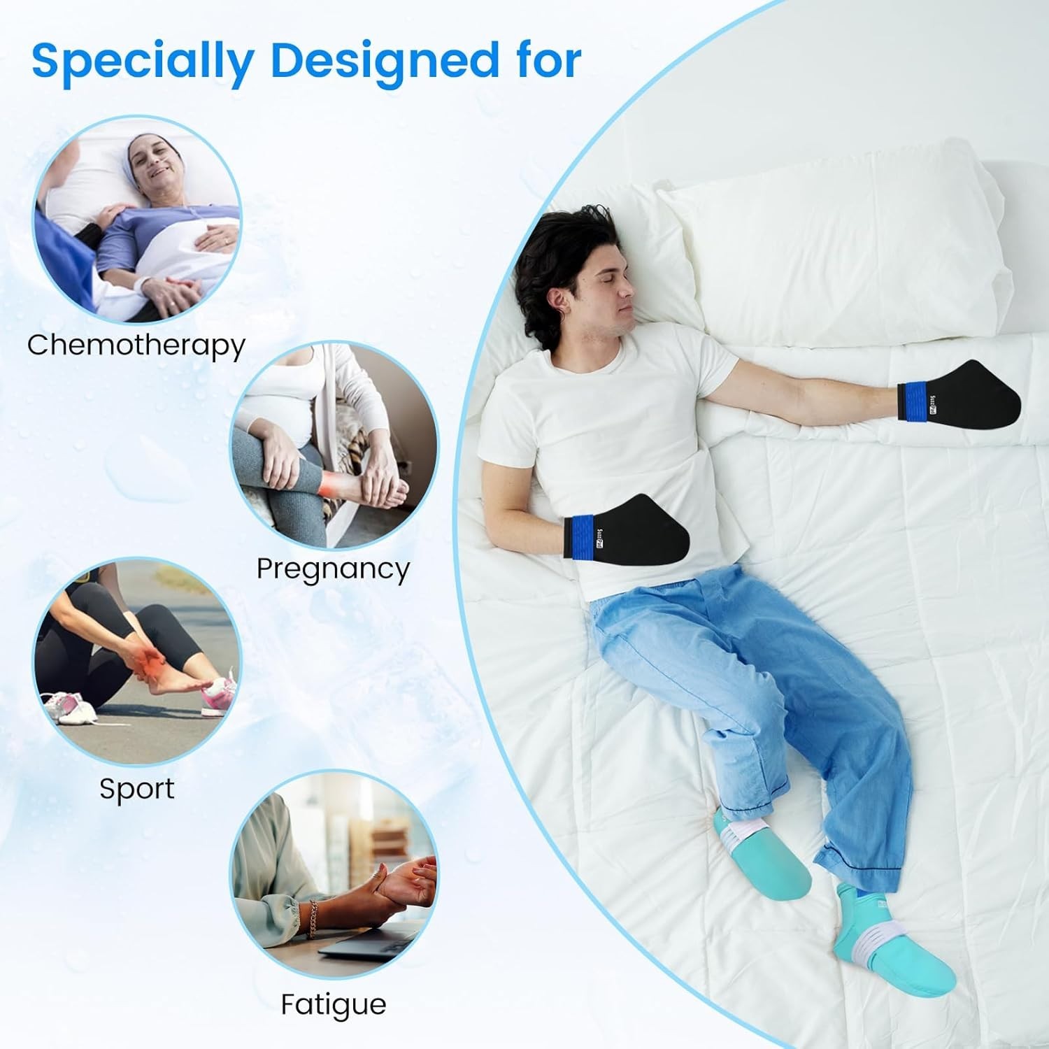 SuzziPad Cold Therapy Gloves Socks Small Chemotherapy Ice Packs Hands Feet