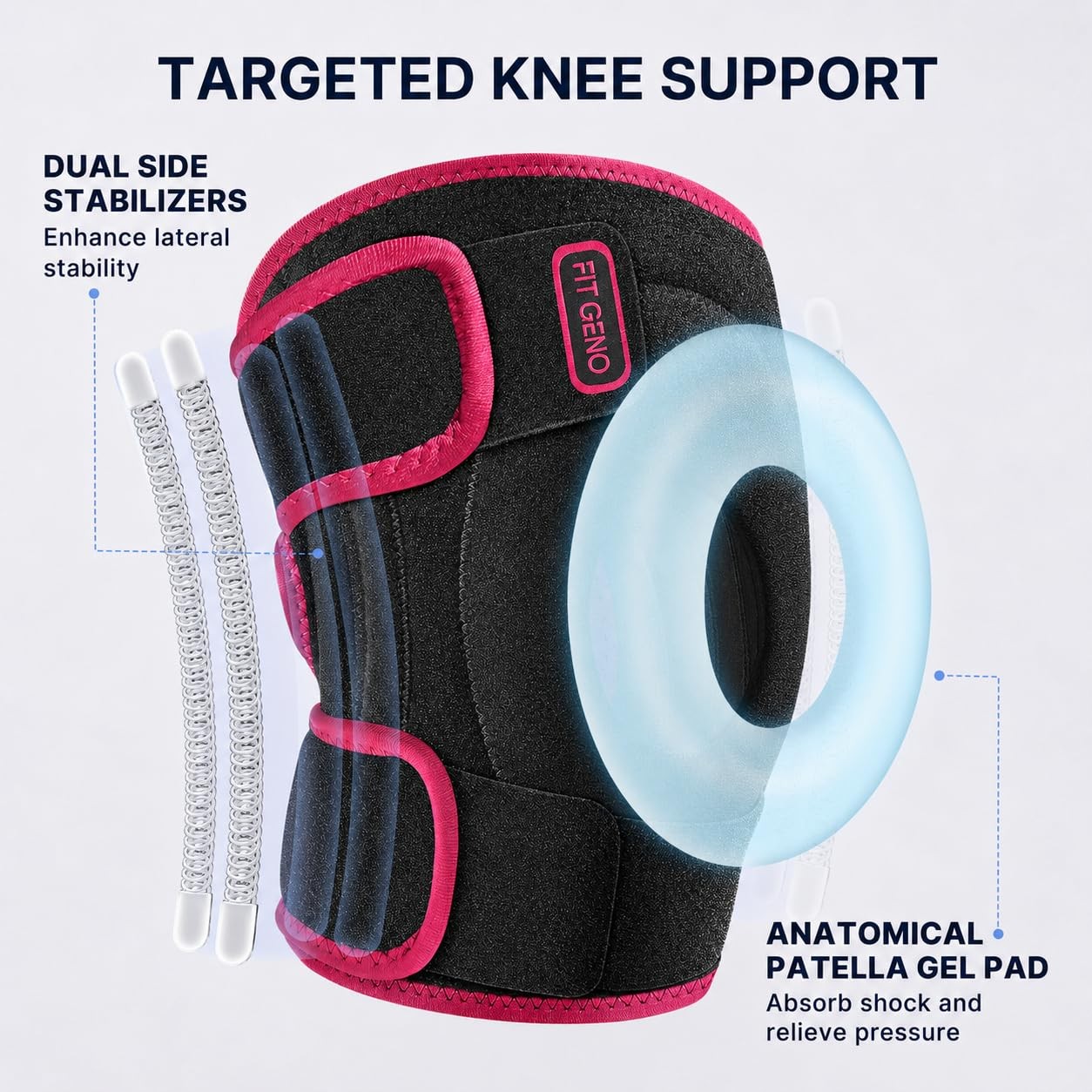 Fit Geno Knee Brace for Women Plus Size Support XL / 2XL / 3XL, Garnet