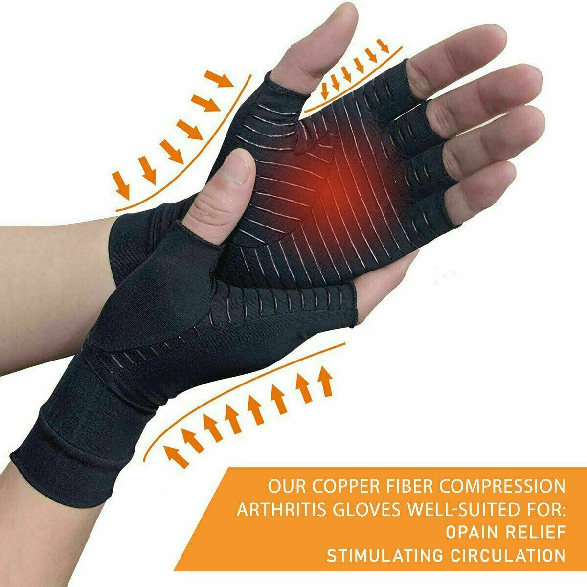 1/2 Pairs Copper Arthritis Compression Gloves Hand Support Joint Pain Relief US