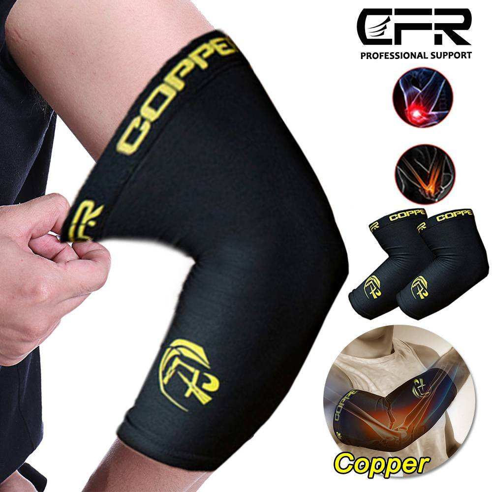 Elbow Support Brace Compression Arm Sleeves Copper Infused Gym Joint Pain Relief