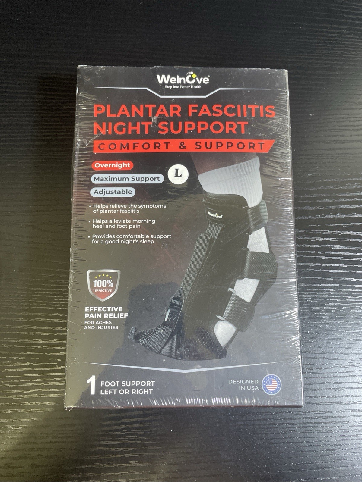 Welnove Plantar Fasciitis Night Support Brace Large New Sealed