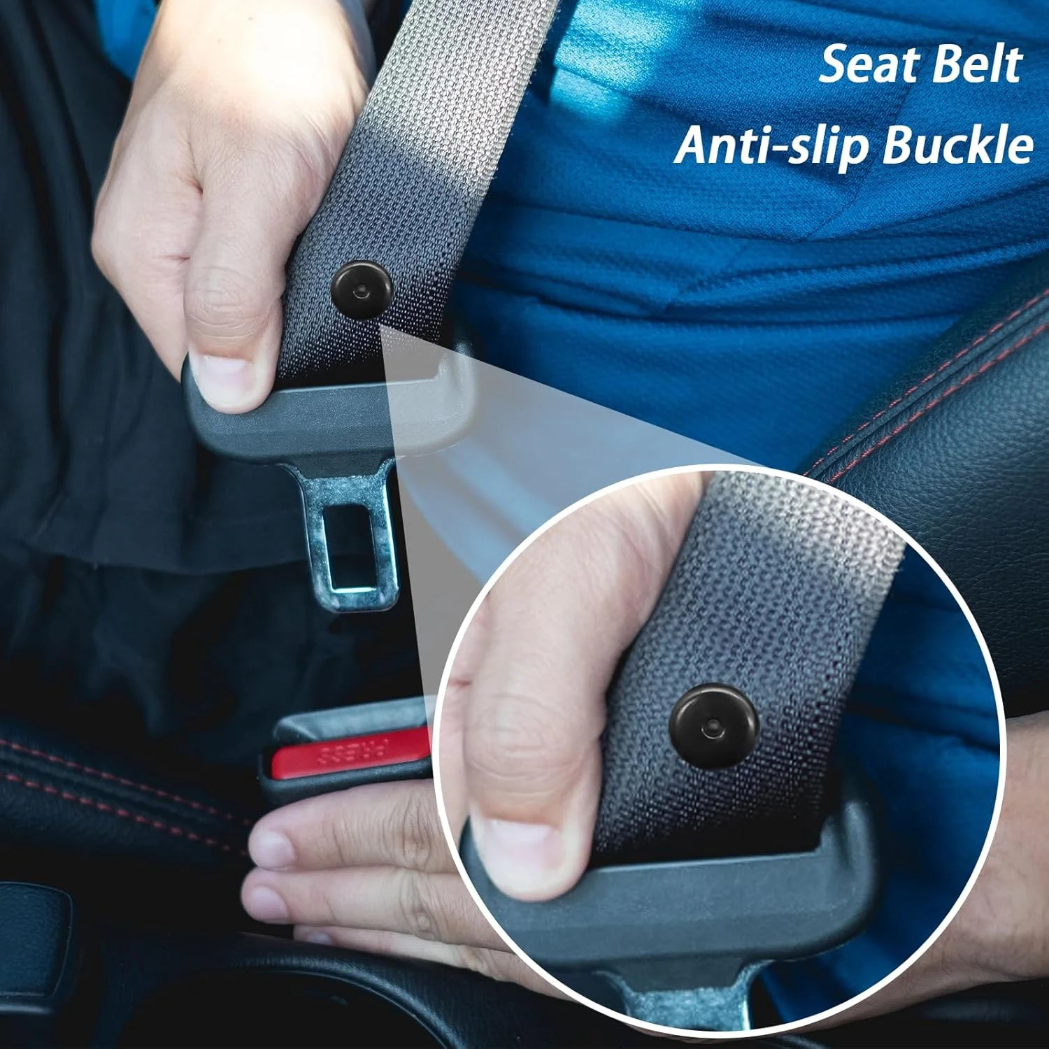 5 Sets Universal Seatbelt Stopper Kit, Snap-on Seat Belt Button Stopper Plastic