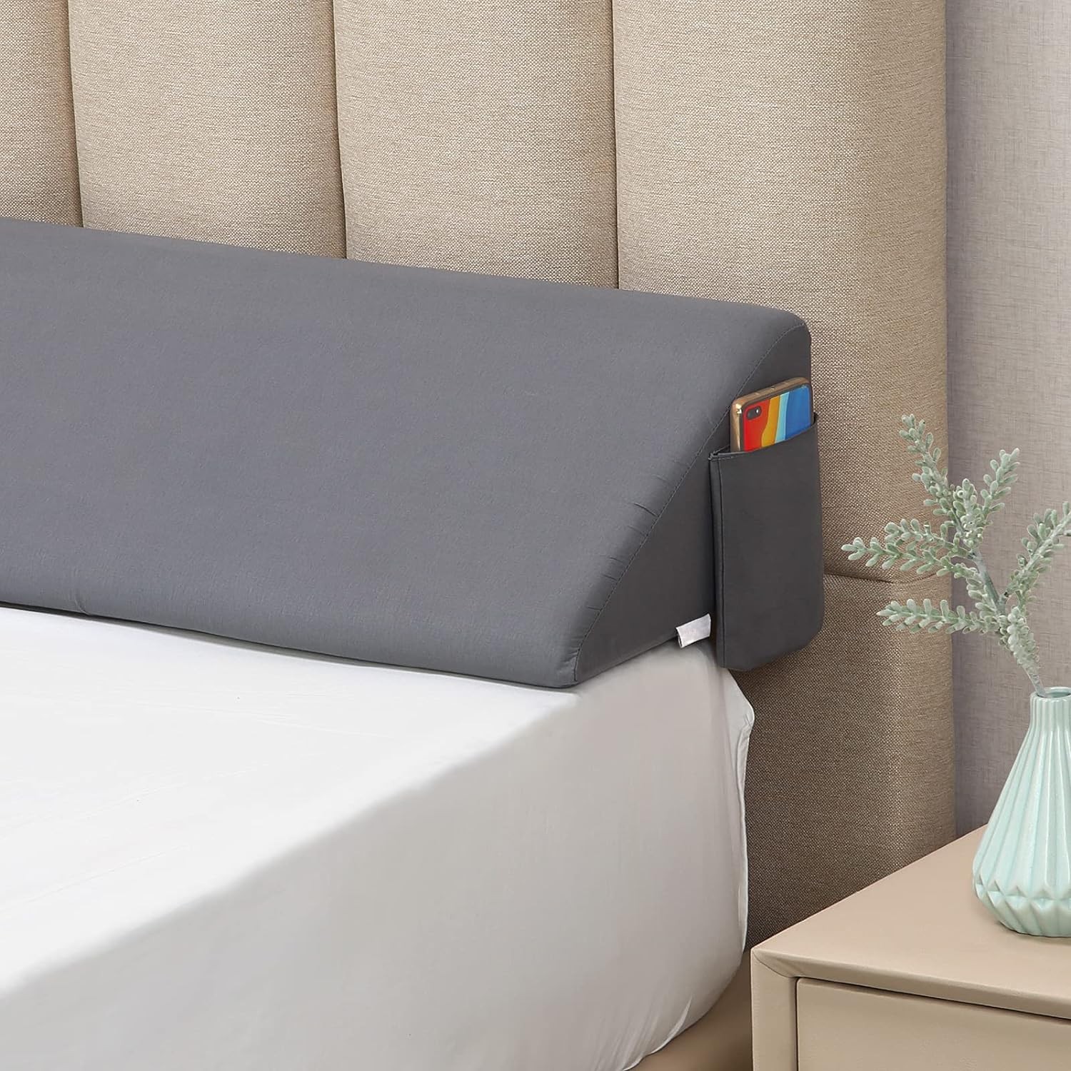 Vekkia Full Size Bed Wedge Full(10 in x6 x54 in–Big), Grey