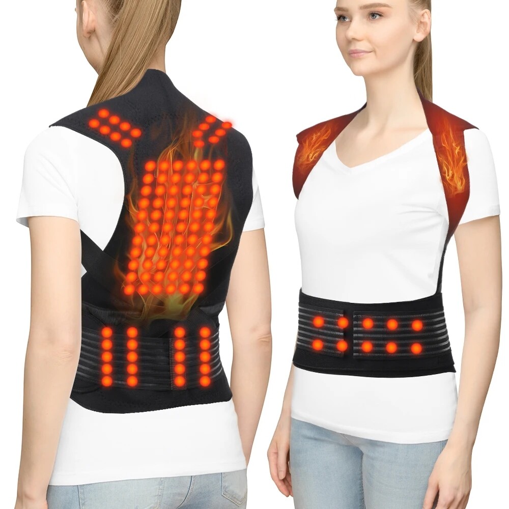 Adjustable Posture Corrector Low Back Support Shoulder Brace Belt Heated Vest