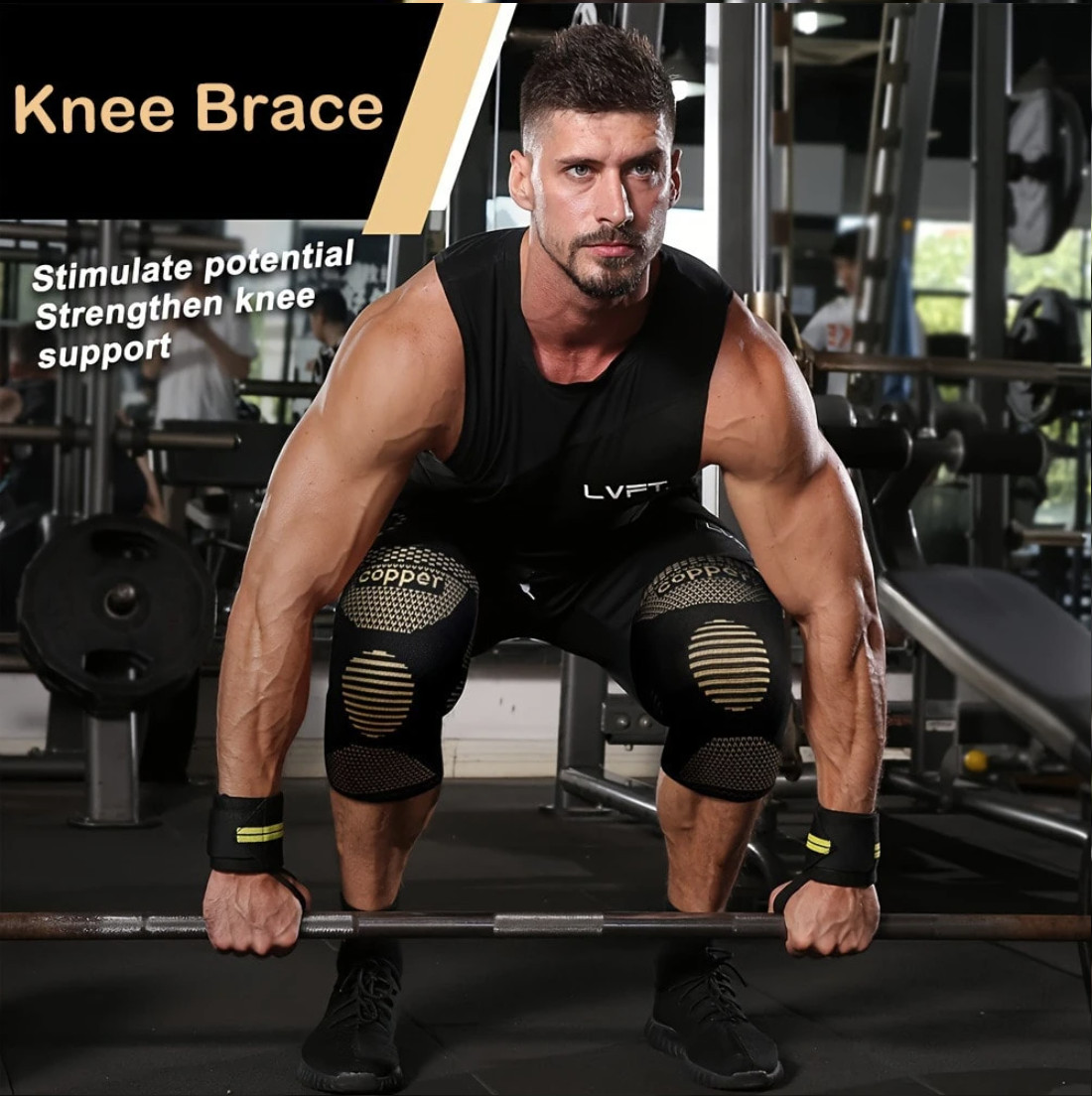 2 Pcs Copper Knee Compression Sleeve Plus Size Joint Support Running Gym Unisex